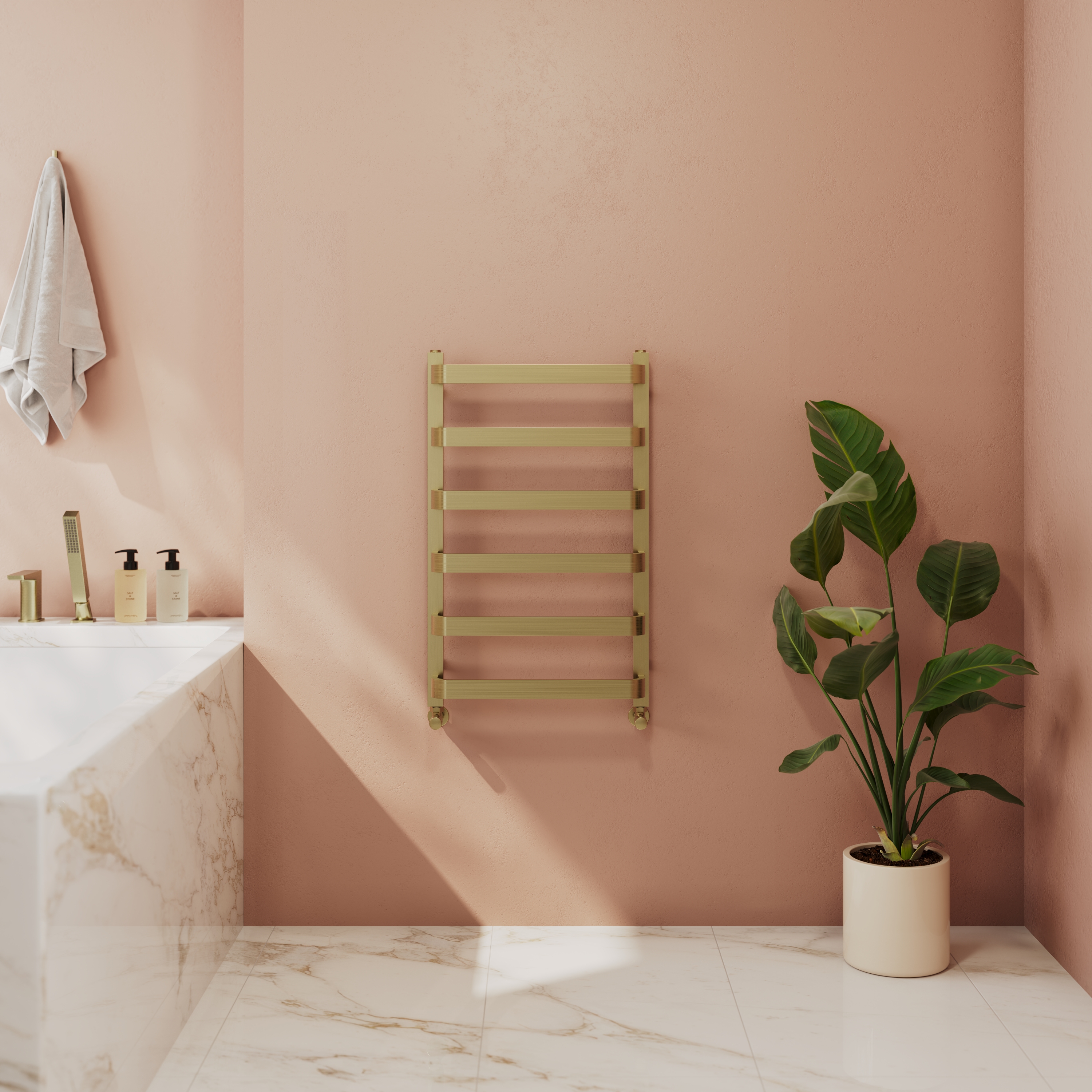 Toasty Balance Brushed Brass Heated Towel Rail