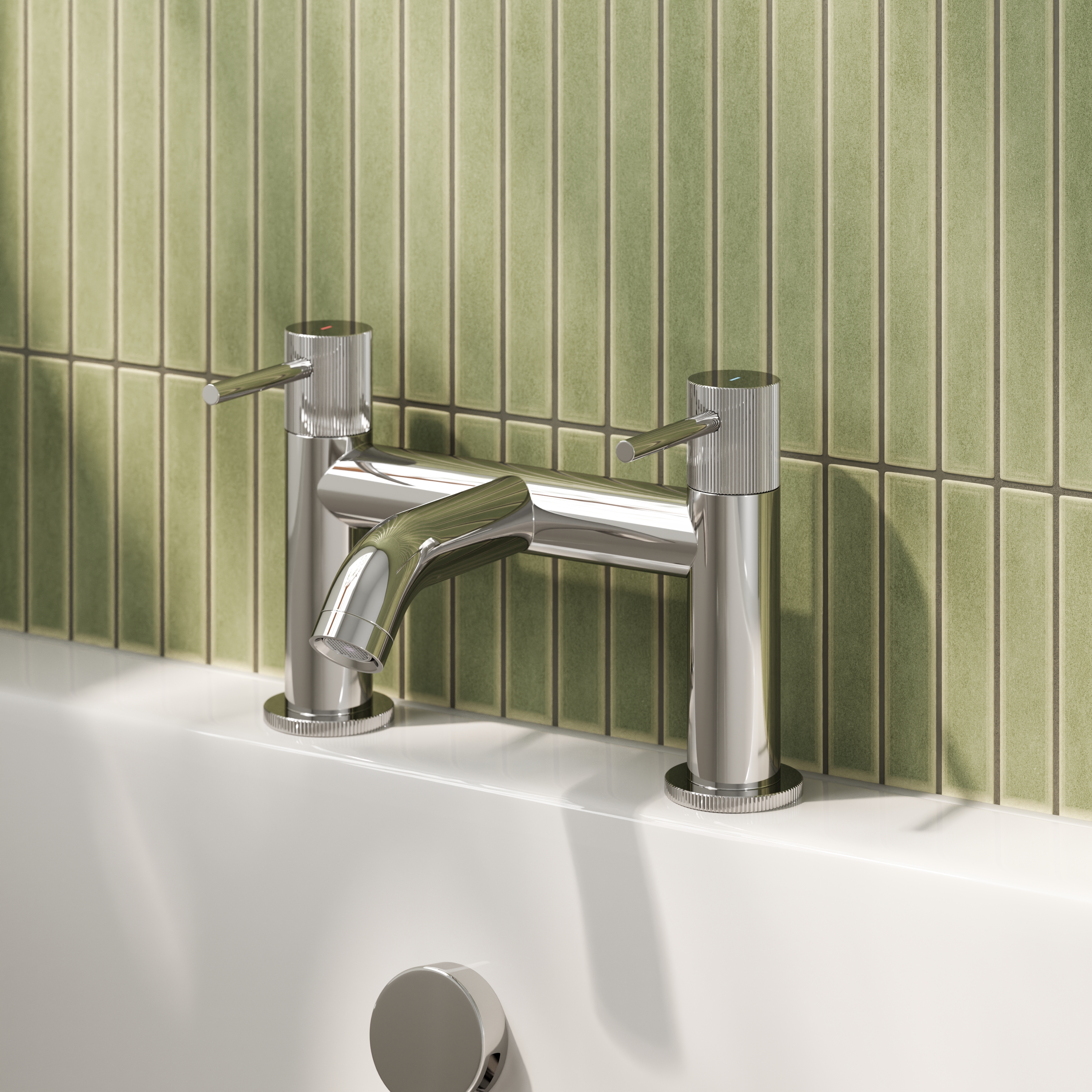 Harbour Fluted Deck Mounted Bath Mixer Tap