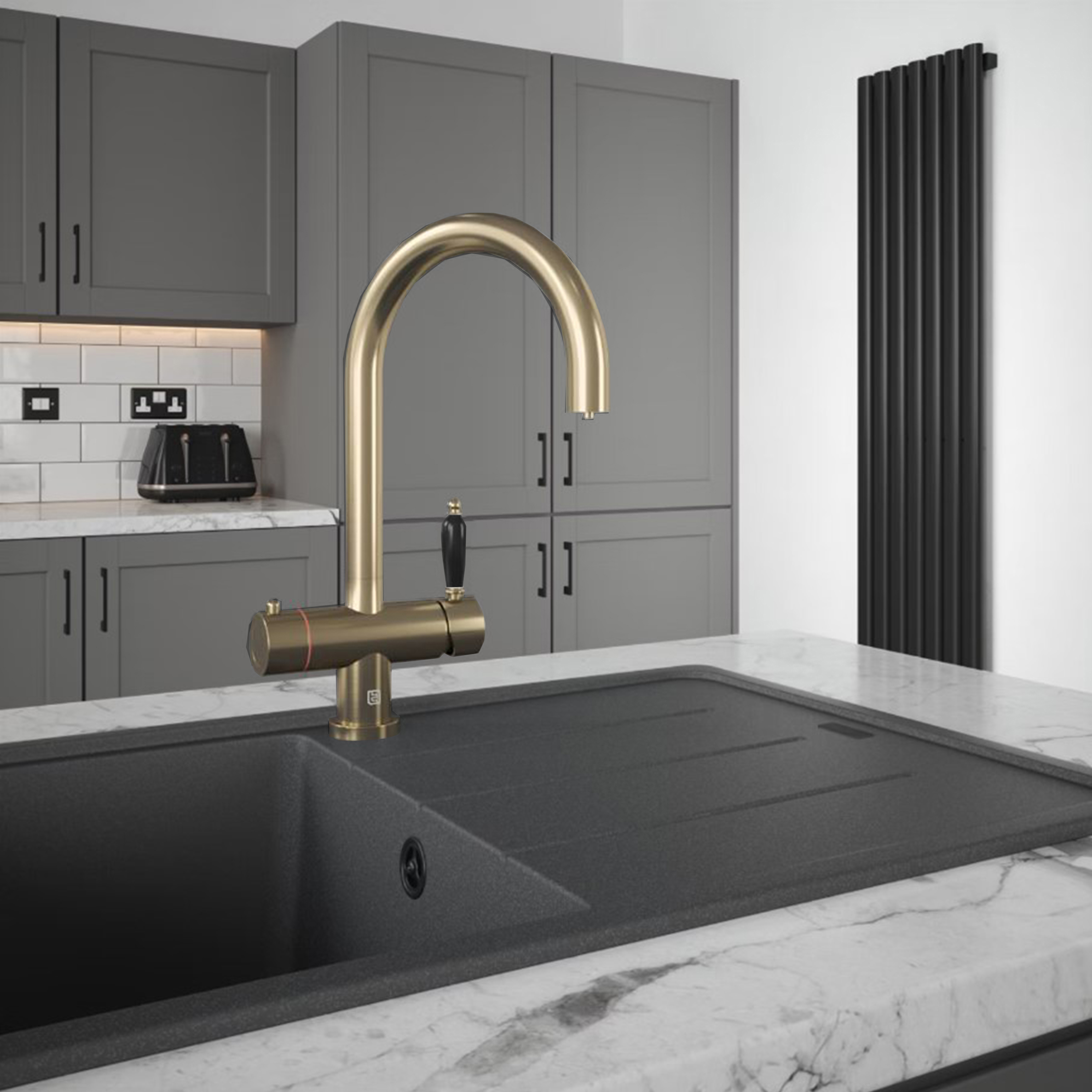 The Tap Factory Shaker Boiling Water Kitchen Mixer with Filtered Cold Drinking Water & Coloured Spout
