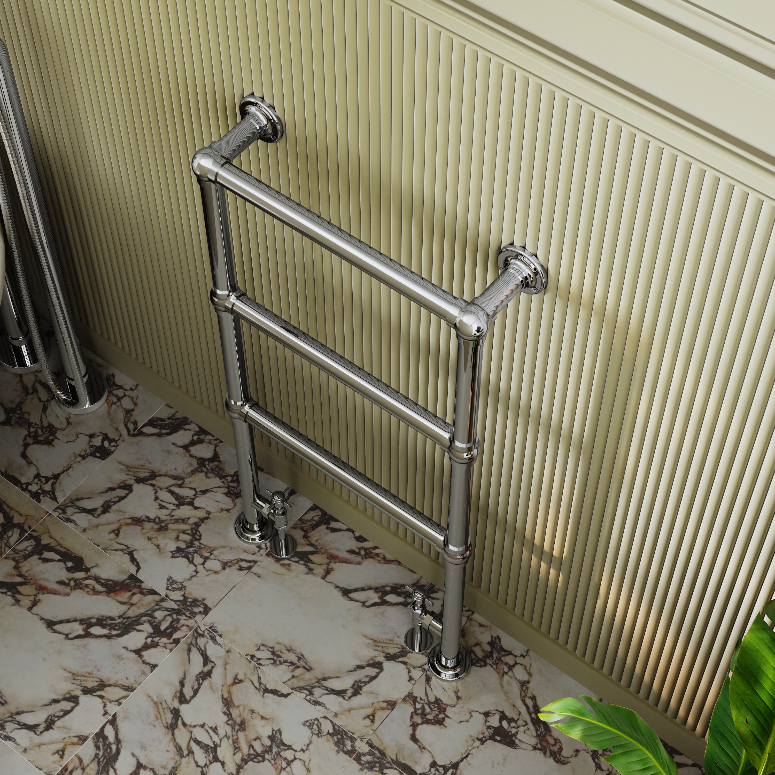 Toasty Merrin Chrome Floorstanding Traditional Heated Towel Rail