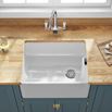 Butler & Rose Ceramic Fireclay Belfast Traditional Kitchen Sink with Weir Overflow & Basket Strainer Waste - 595 x 455mm