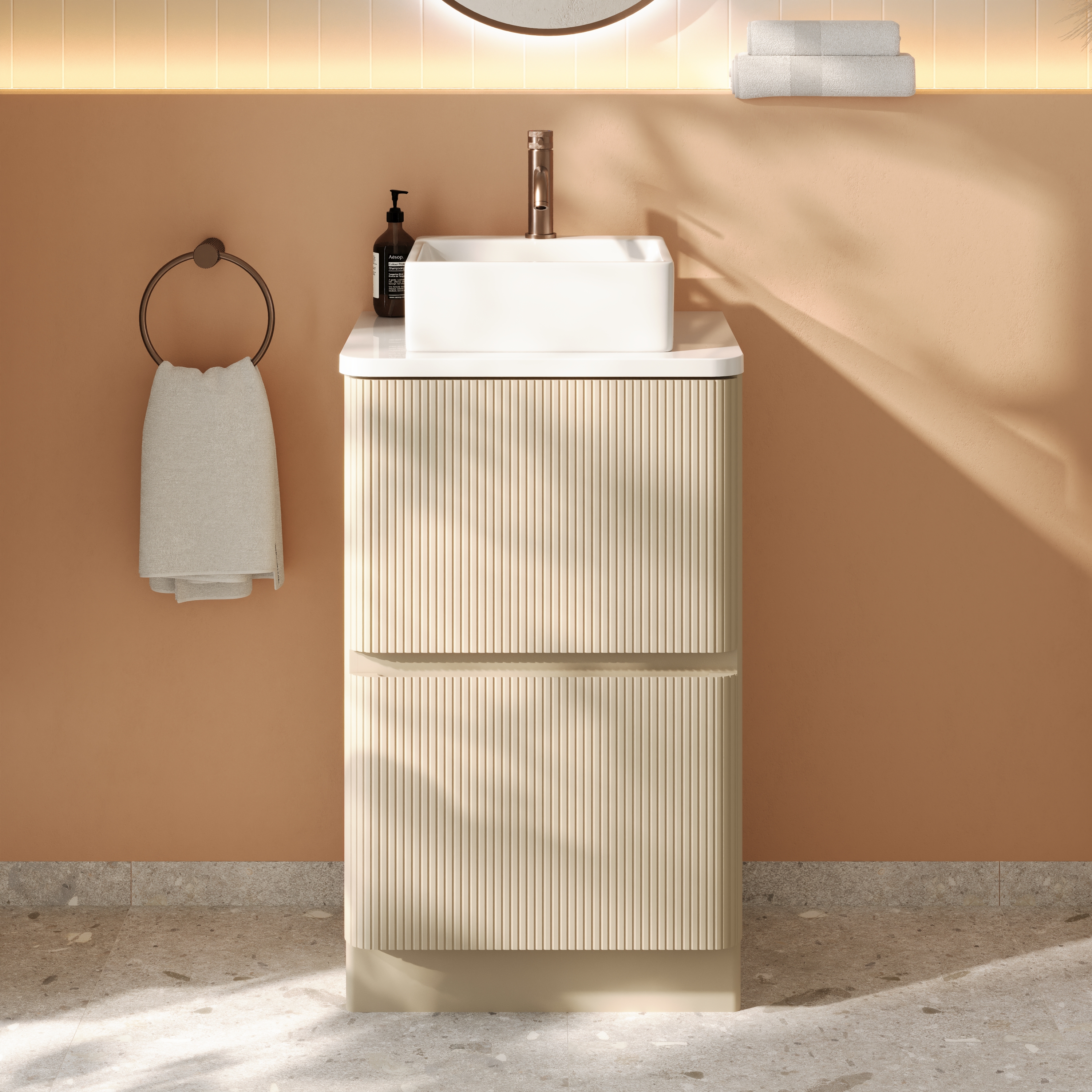 Drench Origin 500mm Fluted Floorstanding Vanity Unit & Countertop