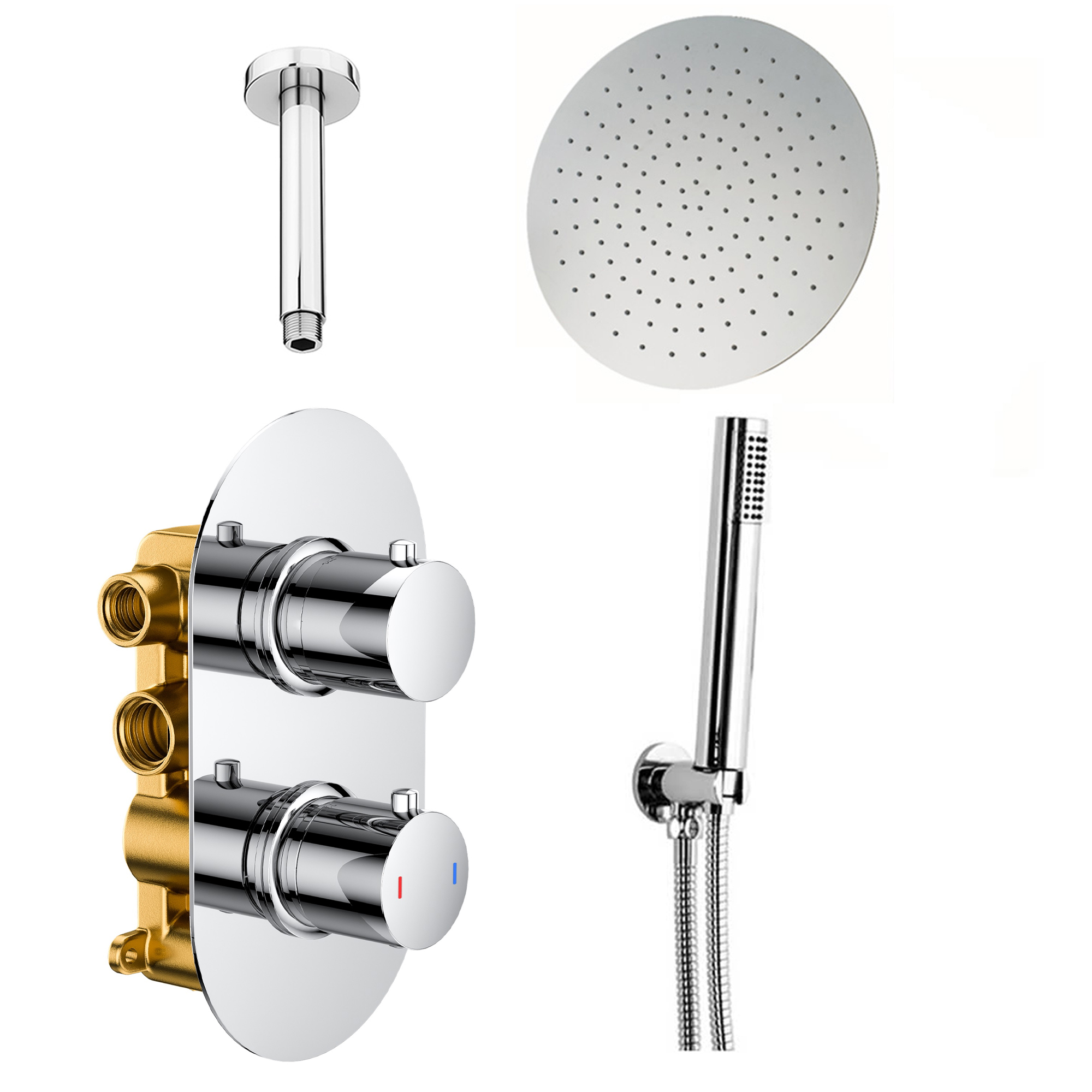 Adele Concealed Shower Valve, Fixed Head & Shower Handset