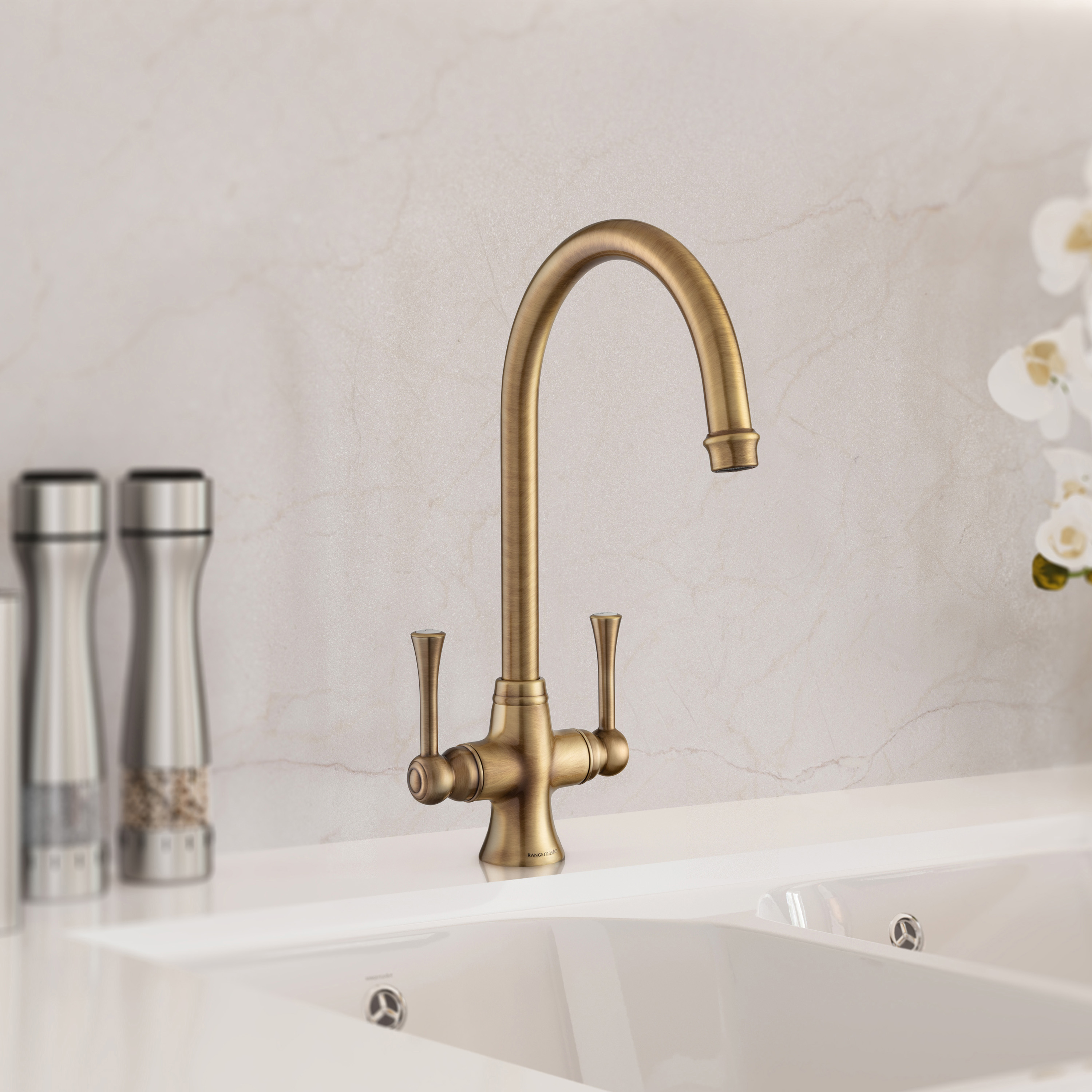 Rangemaster Estuary Traditional Dual Lever Kitchen Mixer Tap