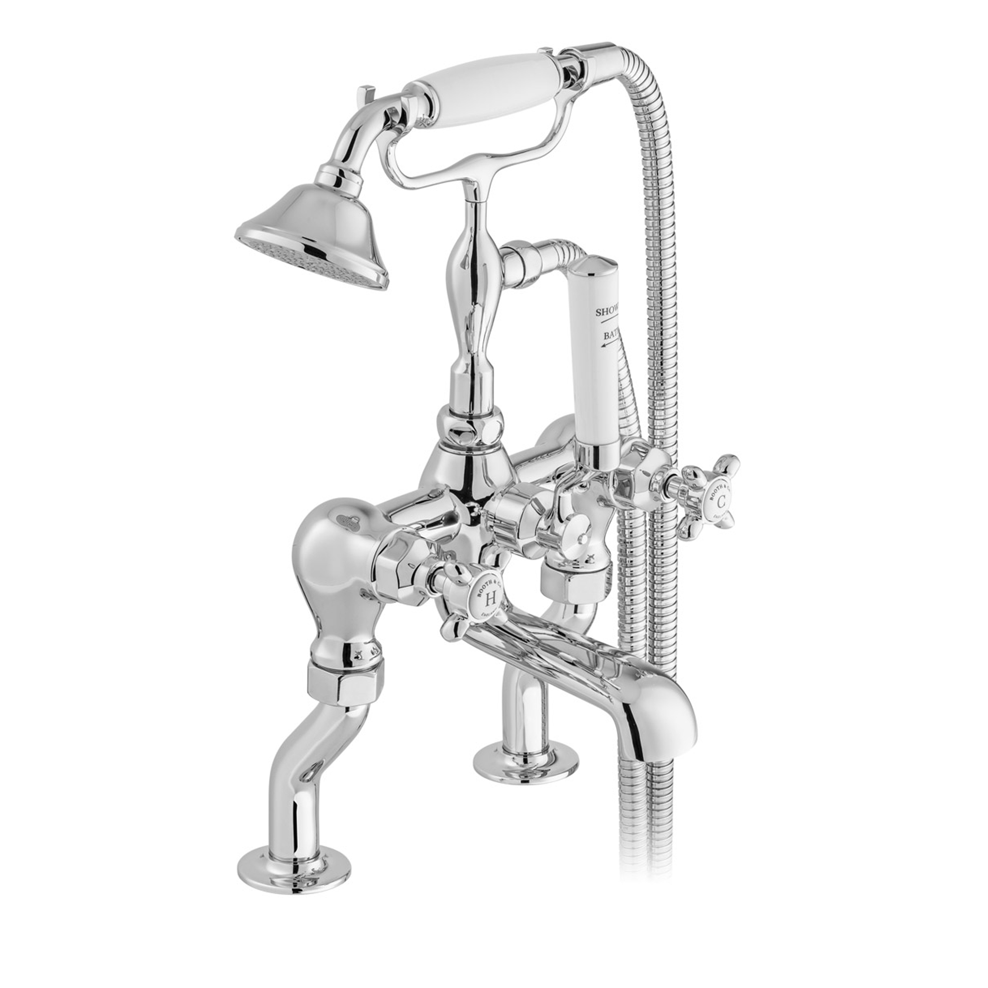 Booth & Co Axbridge Traditional Crosshead Deck Mounted Bath Shower Mixer Tap