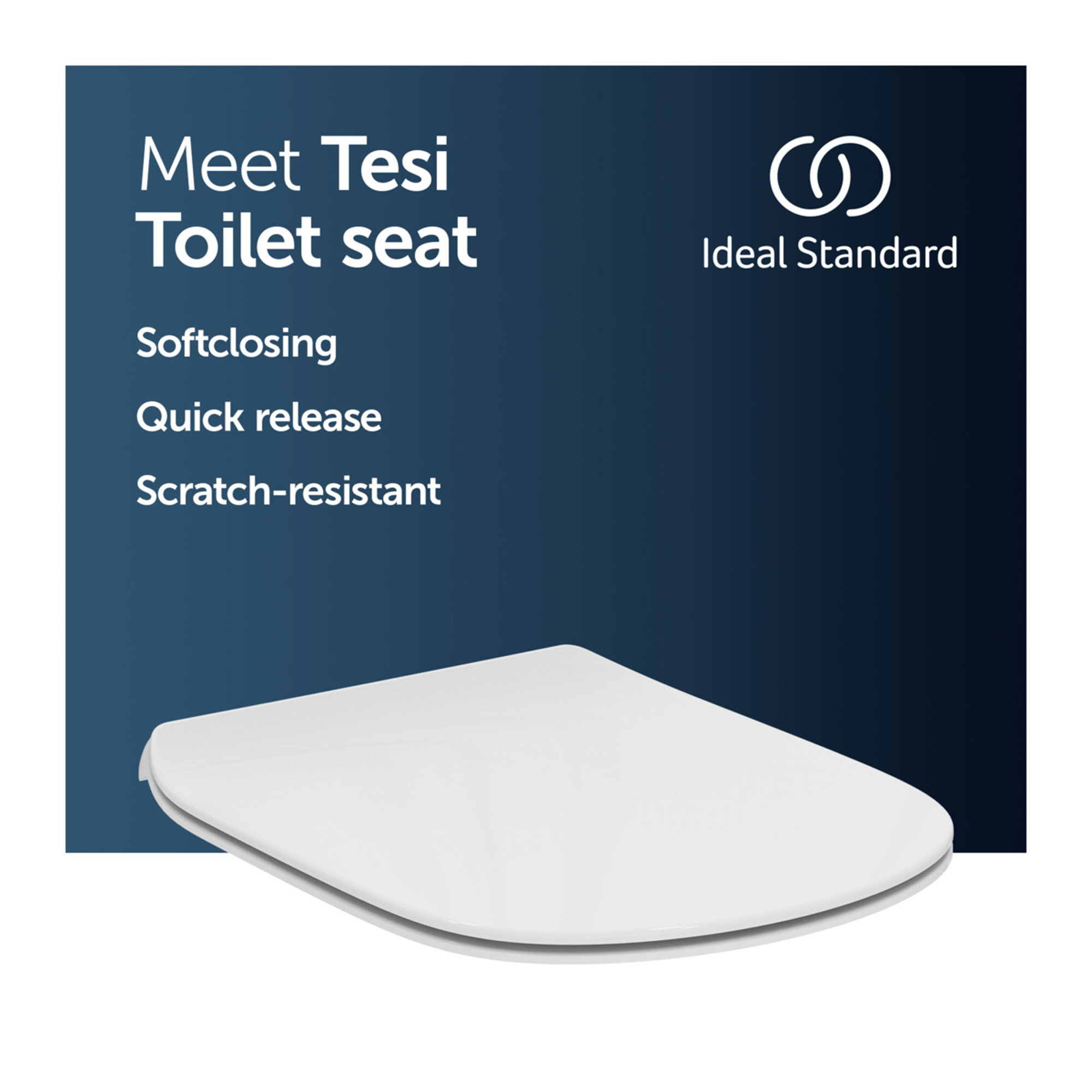 Ideal Standard Tesi Wafer Thin Soft Close Toilet Seat with Quick Release Hinges