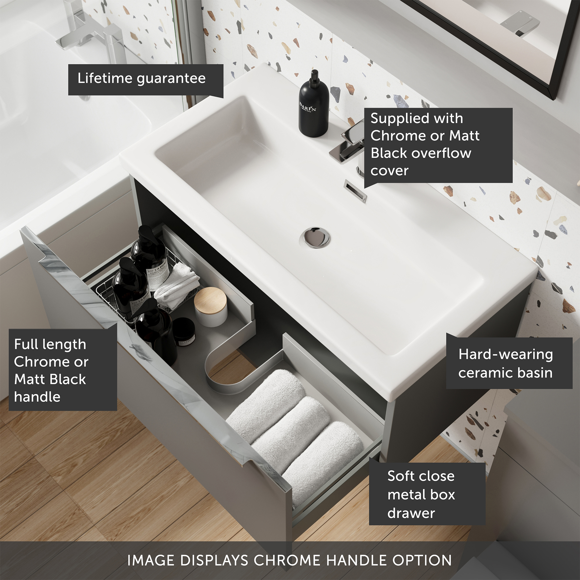 Freddie 800mm Wall Hung Vanity Unit & Basin