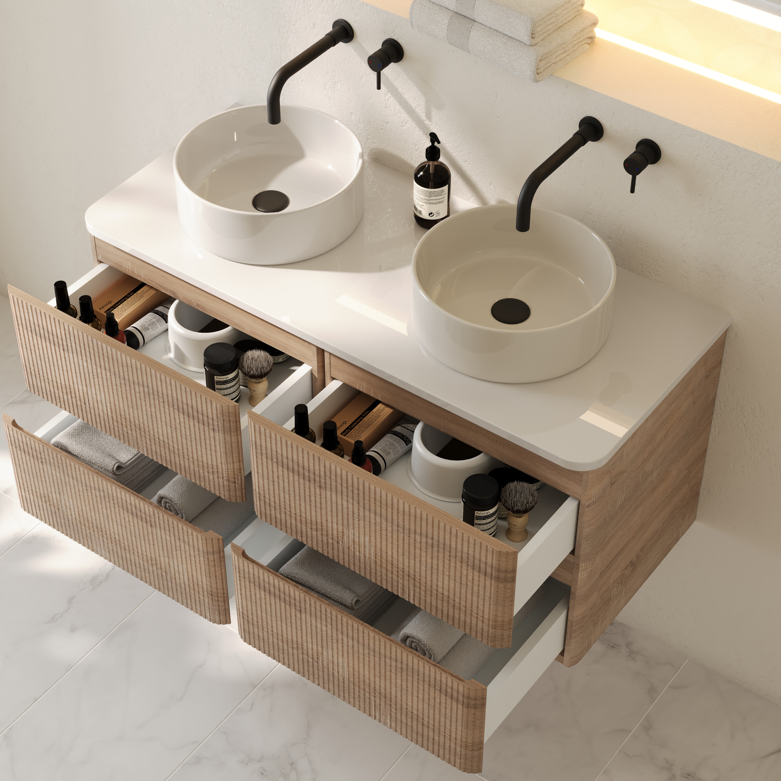 Drench Origin 1000mm Fluted Wall Mounted Vanity Unit & Countertop
