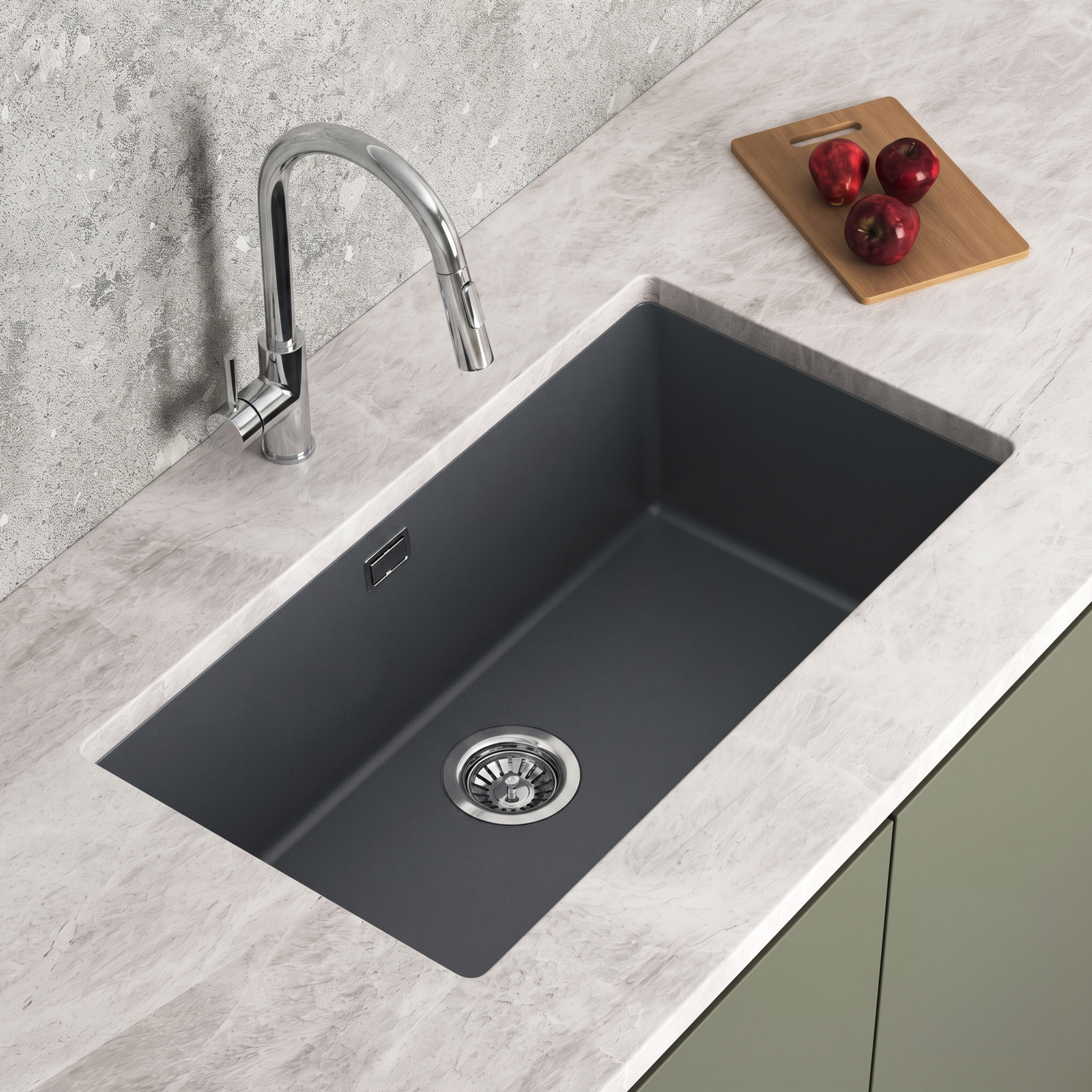 Vellamo Terra XL 1 Bowl Granite Composite Inset / Undermount Kitchen Sink & Waste - 774 x 434mm
