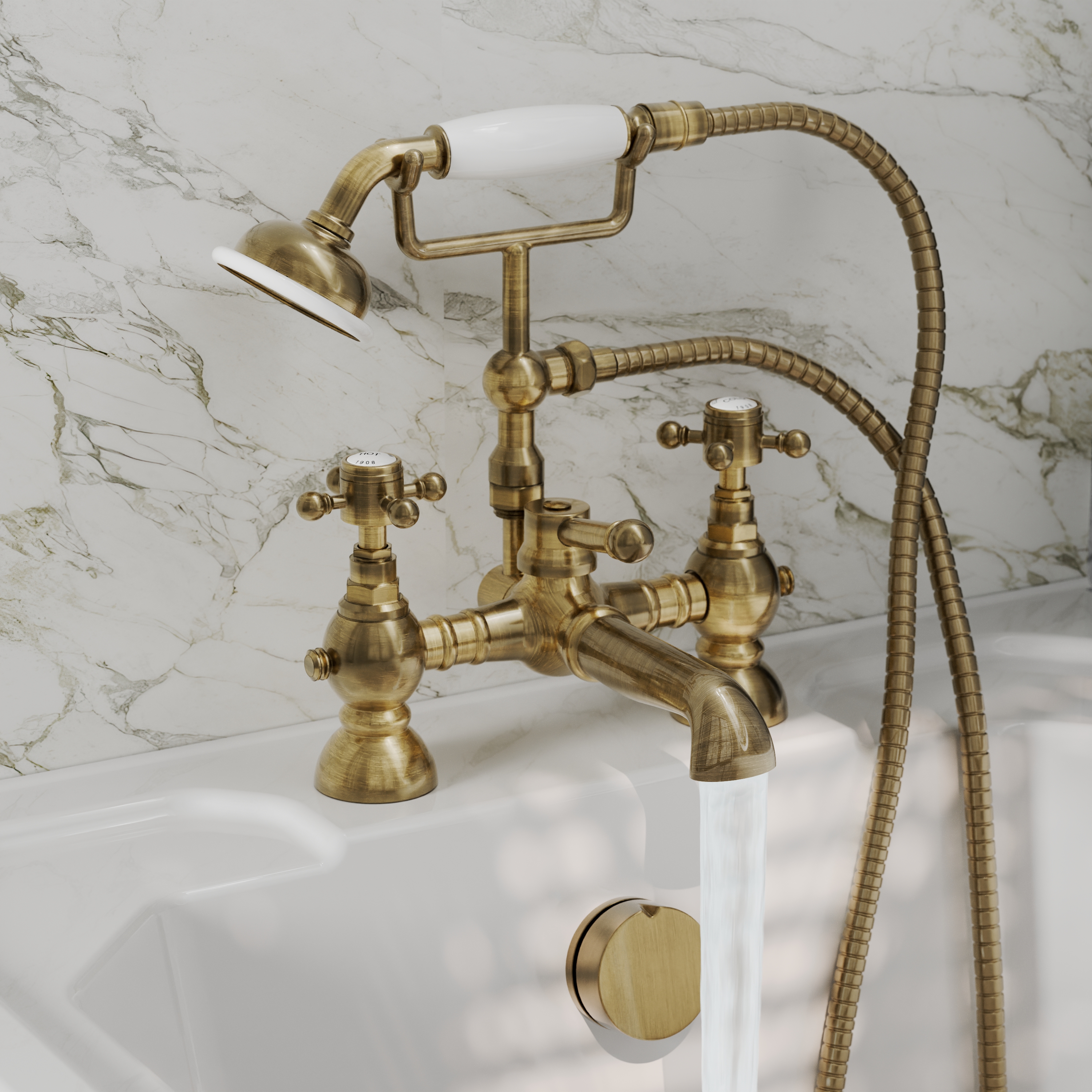 Butler & Rose Eliza Crosshead Deck Mounted Bath Shower Mixer Tap