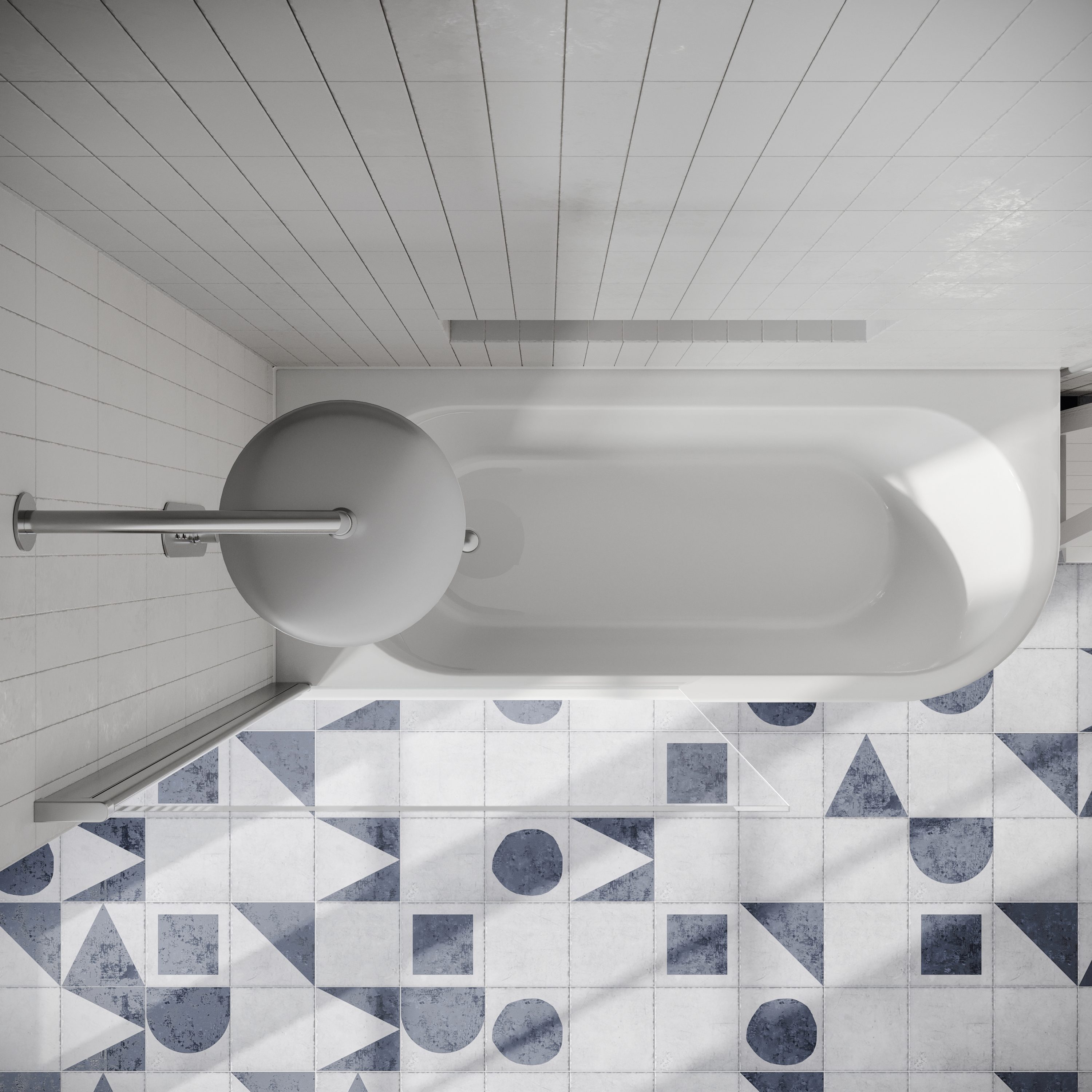 Drench J Shaped Shower Bath with Panel & Shower Screen