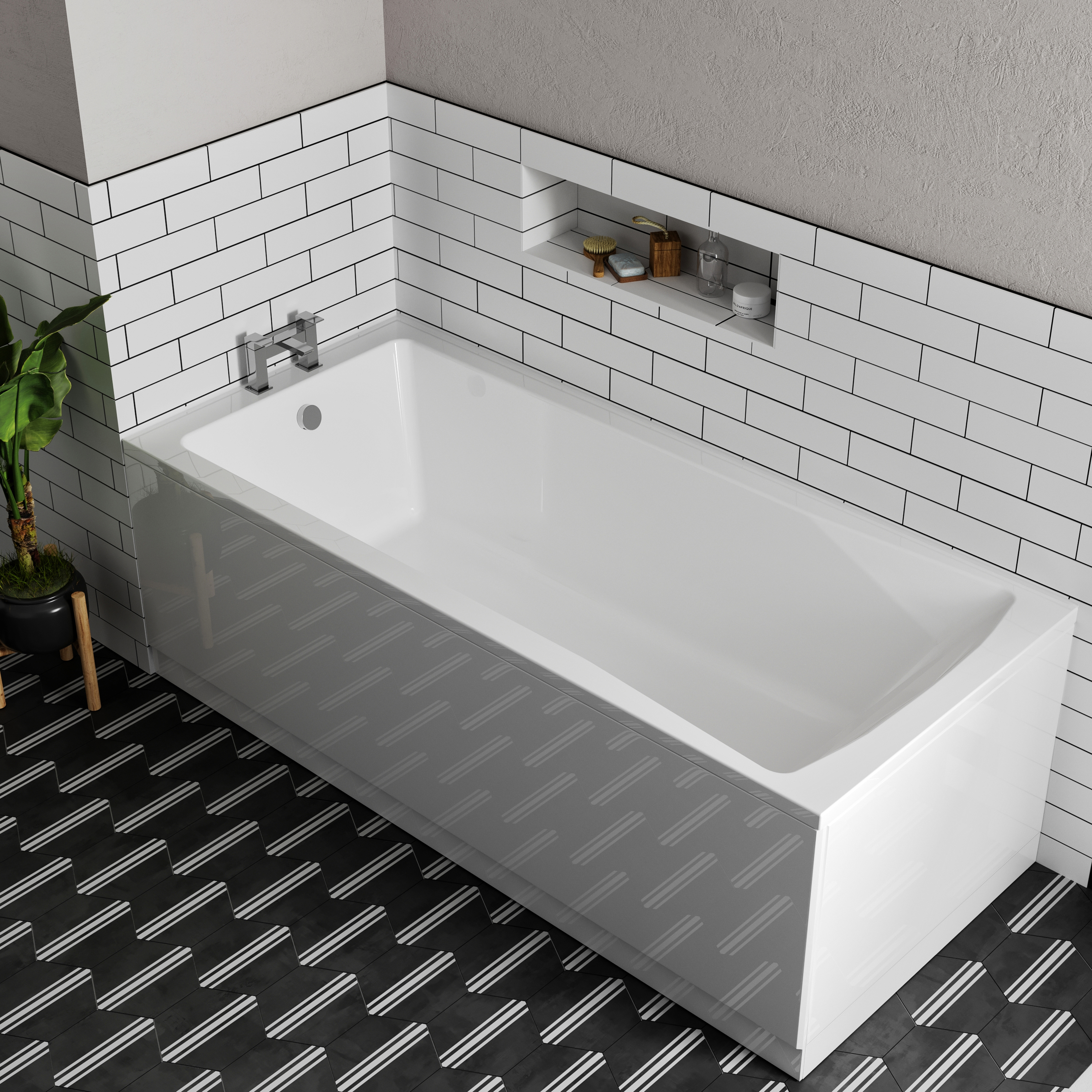 Drench Straight Single Ended Bath - Square