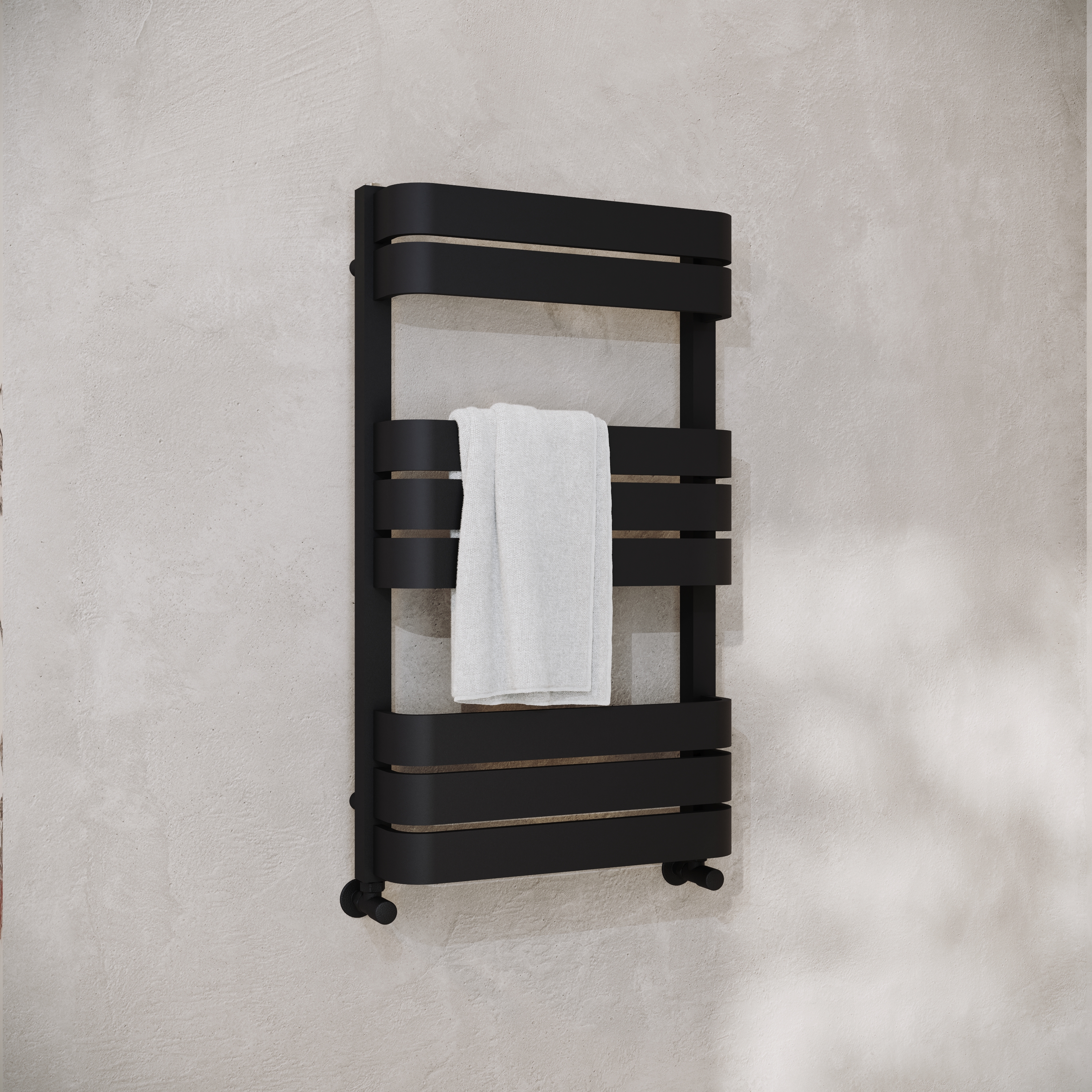 Toasty Studio Matt Black Heated Towel Rail - 850 x 500mm