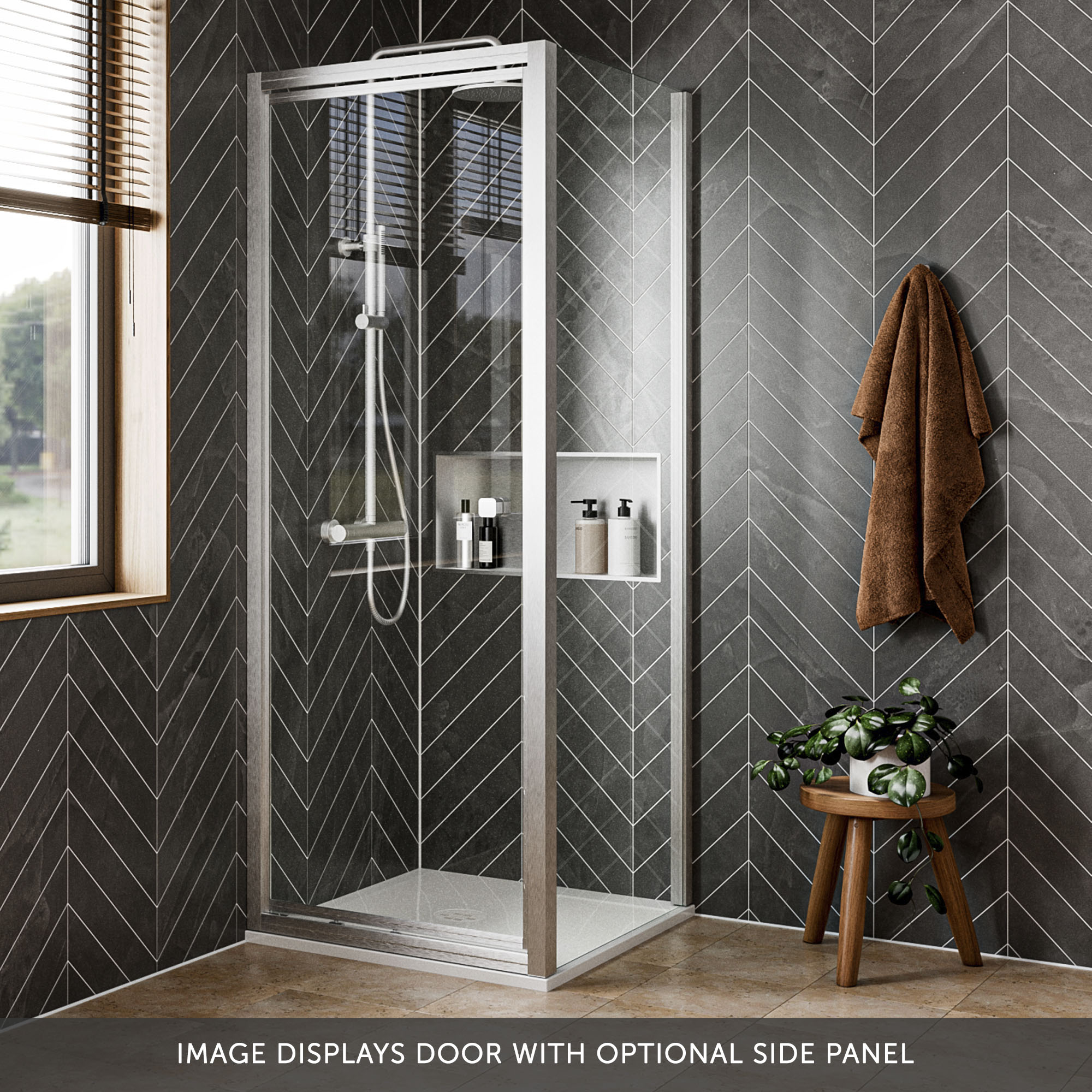 Crosswater Clear 6 6mm Brushed Nickel Infold Door & Optional Side Panel