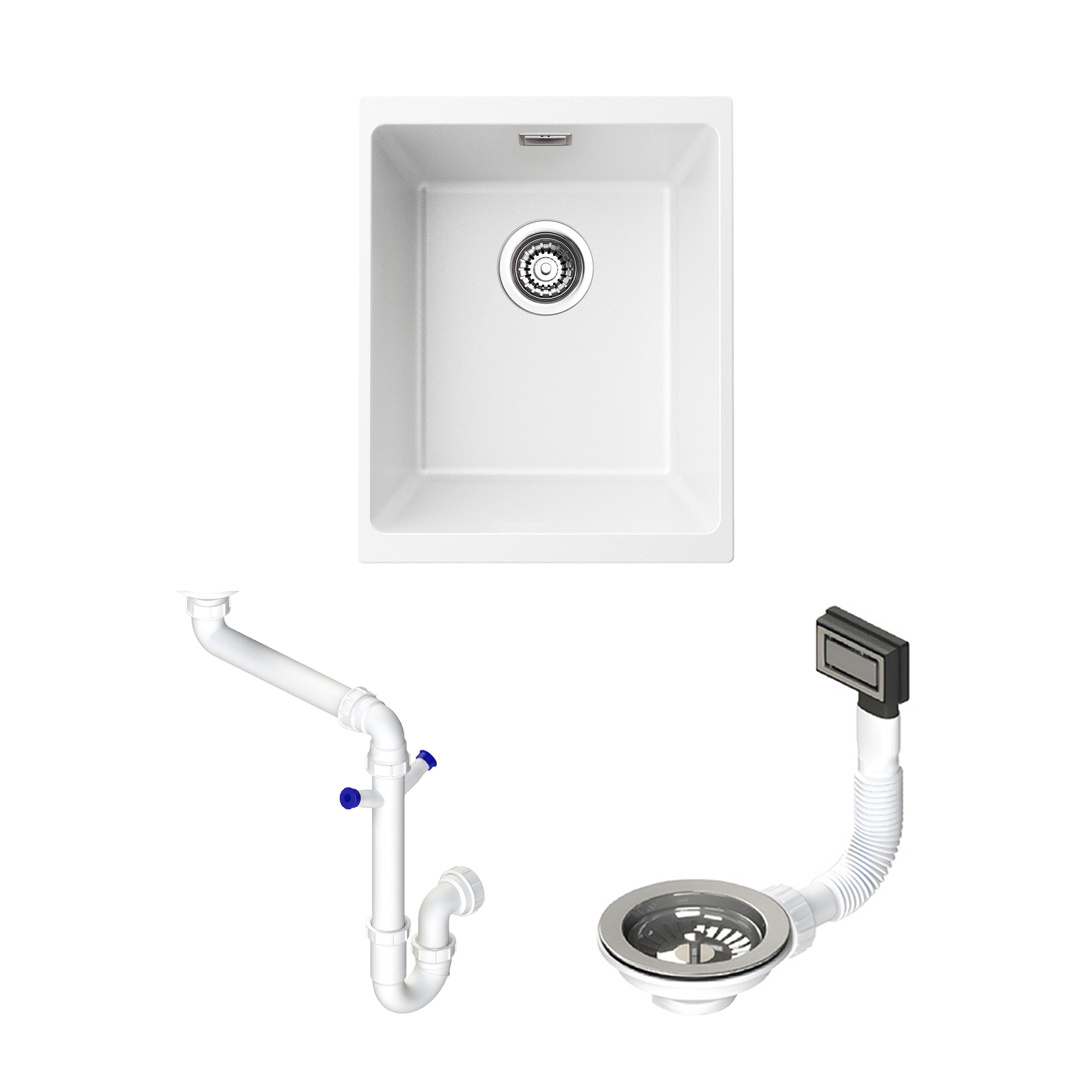Vellamo Terra Compact 1 Bowl Granite Composite Inset or Undermount Kitchen Sink & Waste - 370 x 460mm