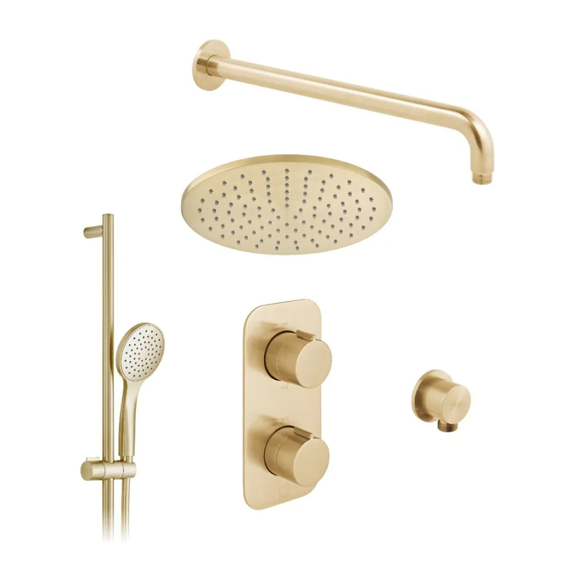 Vado Individual Tablet Altitude 2 Outlet Concealed Thermostatic Valve, Fixed Head & Shower Rail Kit