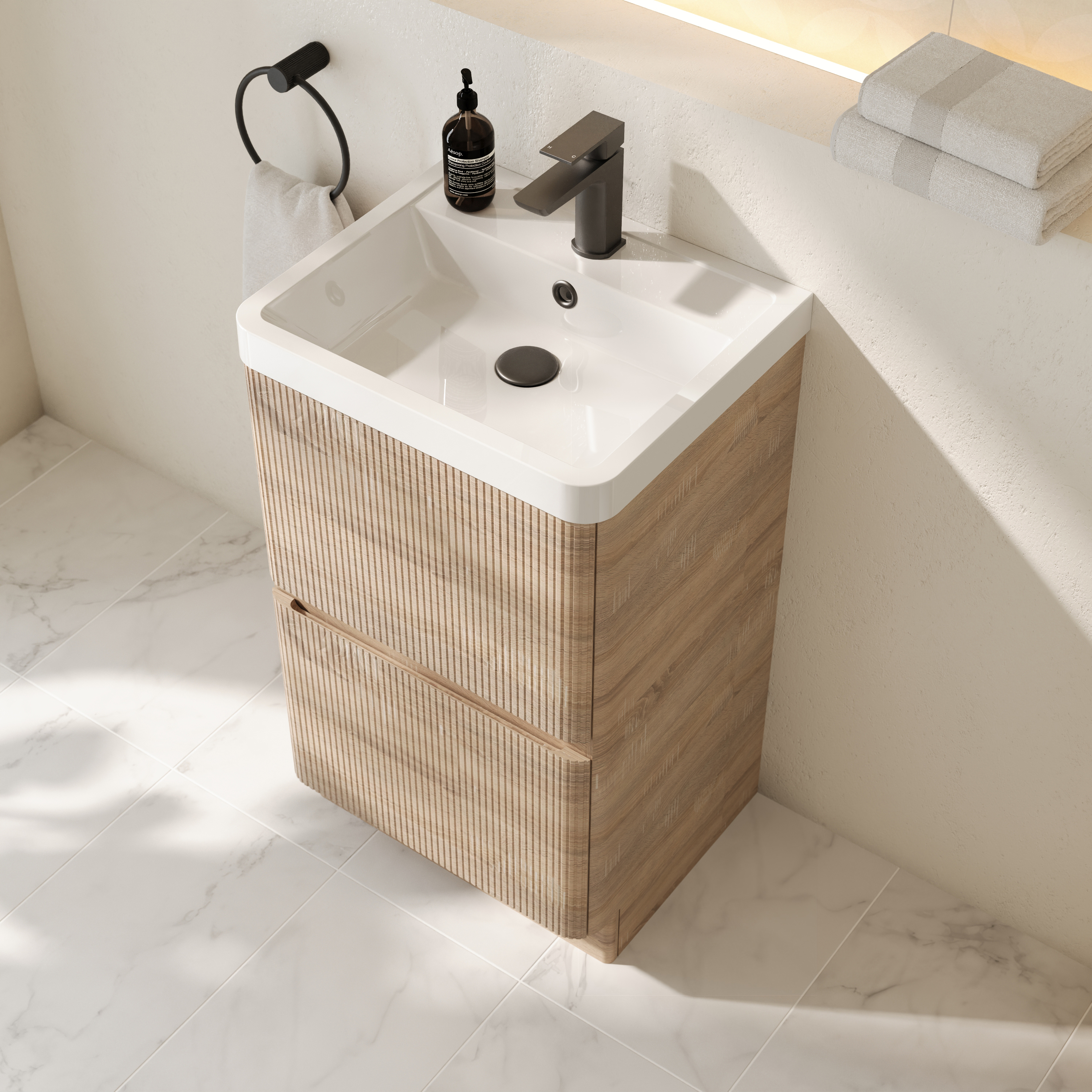 Drench Origin 500mm Fluted Floorstanding Vanity Unit & Basin