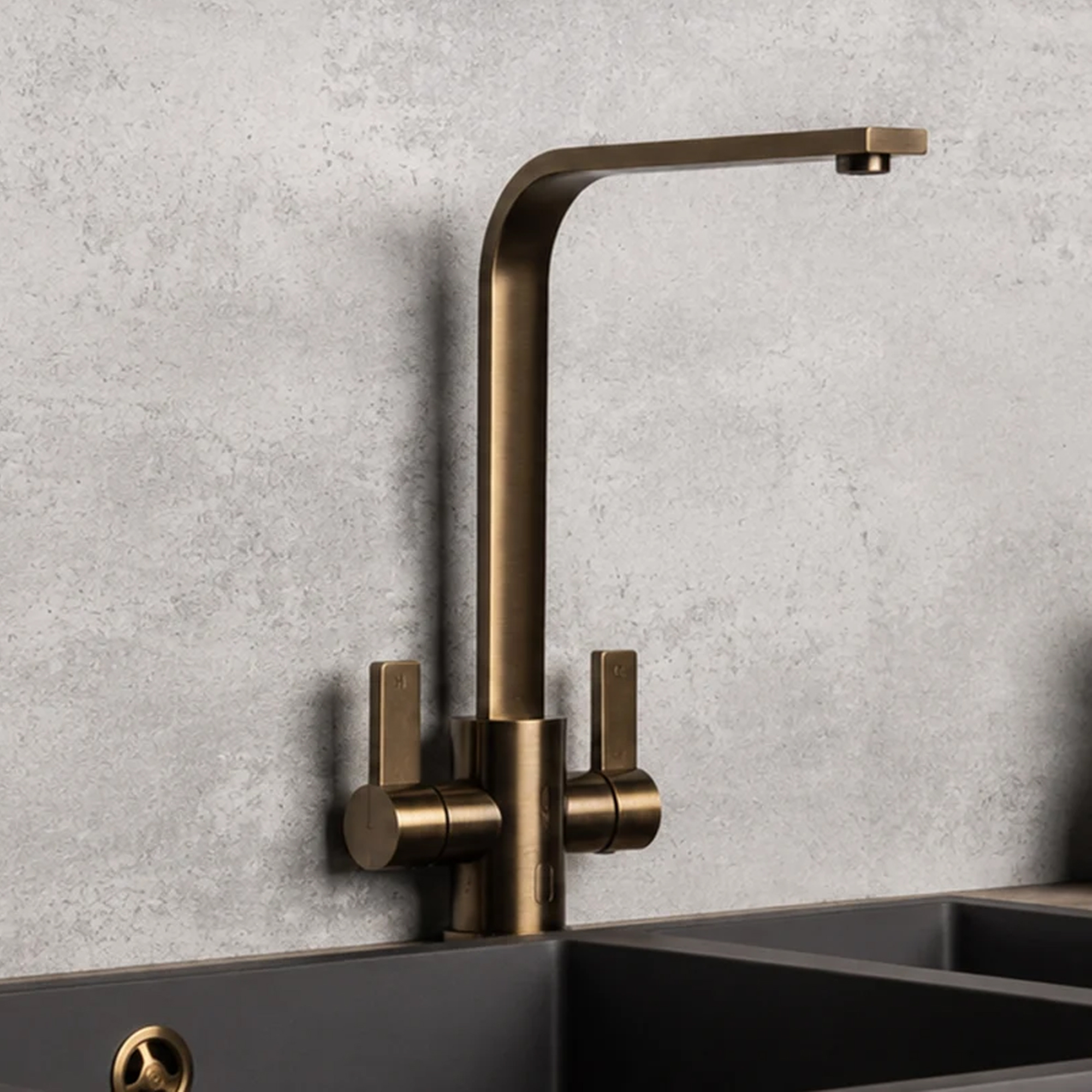 Top-Fix Rena Twin Lever Mono Kitchen Mixer Tap