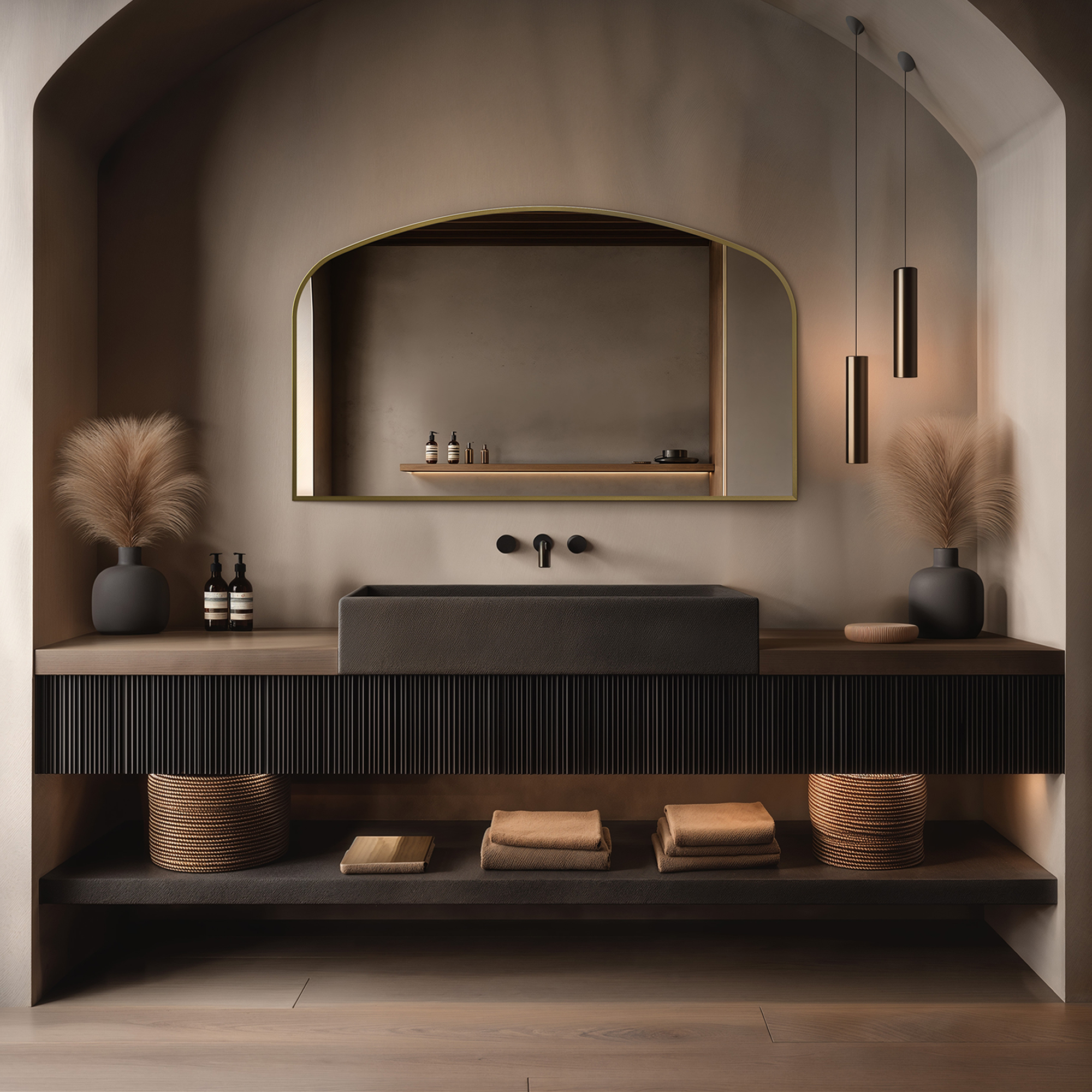Origins Living Delphine Overmantle Arched Mirror - 1200 x 700mm