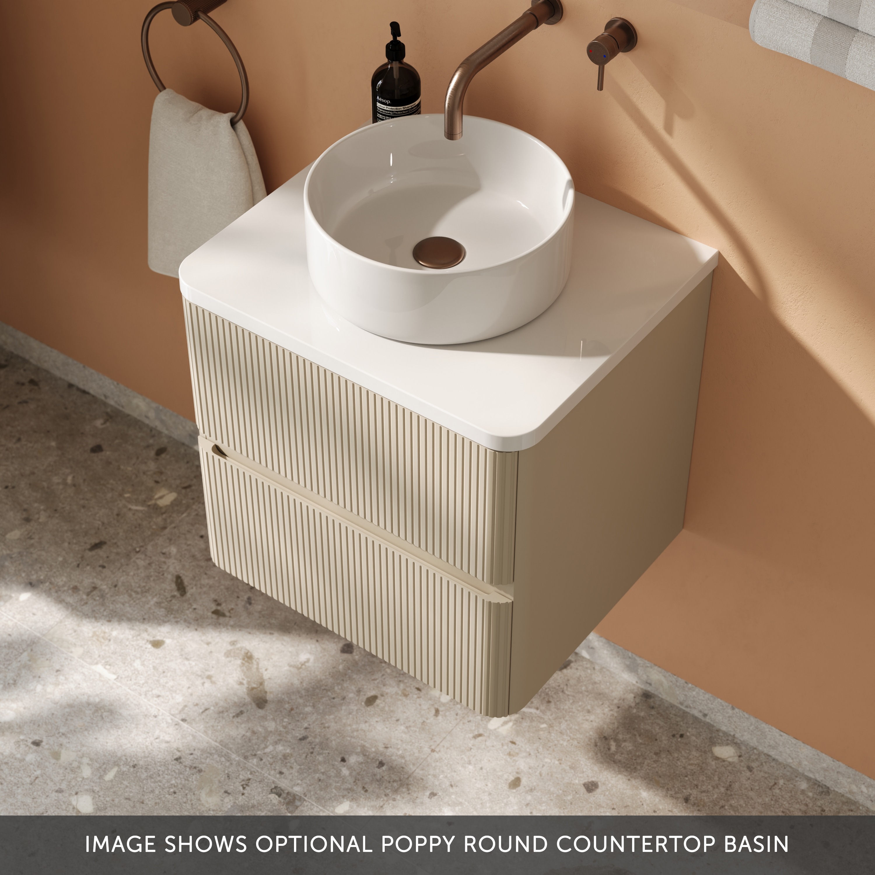 Drench Origin 500mm Fluted Wall Mounted Vanity Unit & Countertop