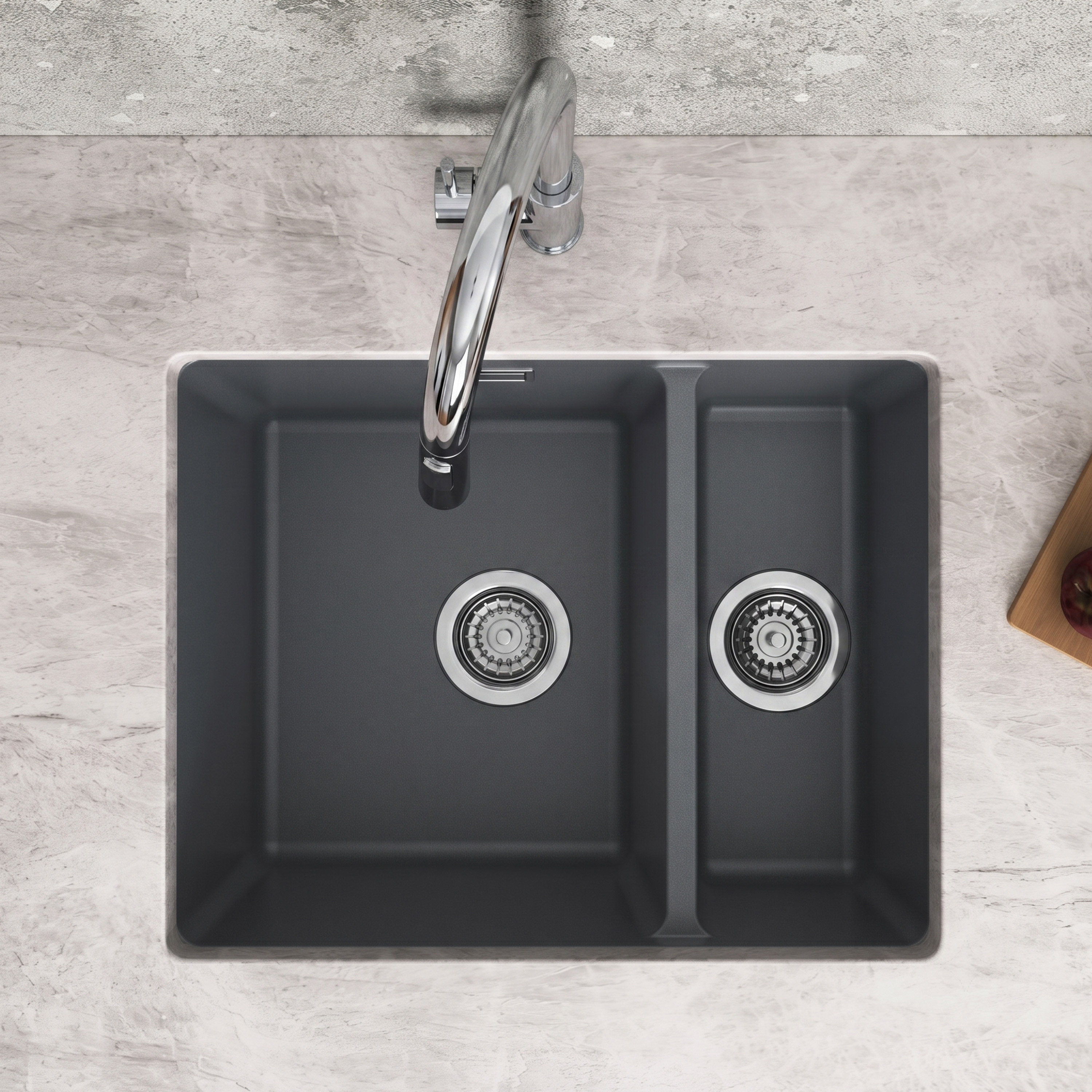 Vellamo Terra 1.5 Bowl Granite Composite Inset/Undermount Kitchen Sink & Waste Kit - 555 x 460mm