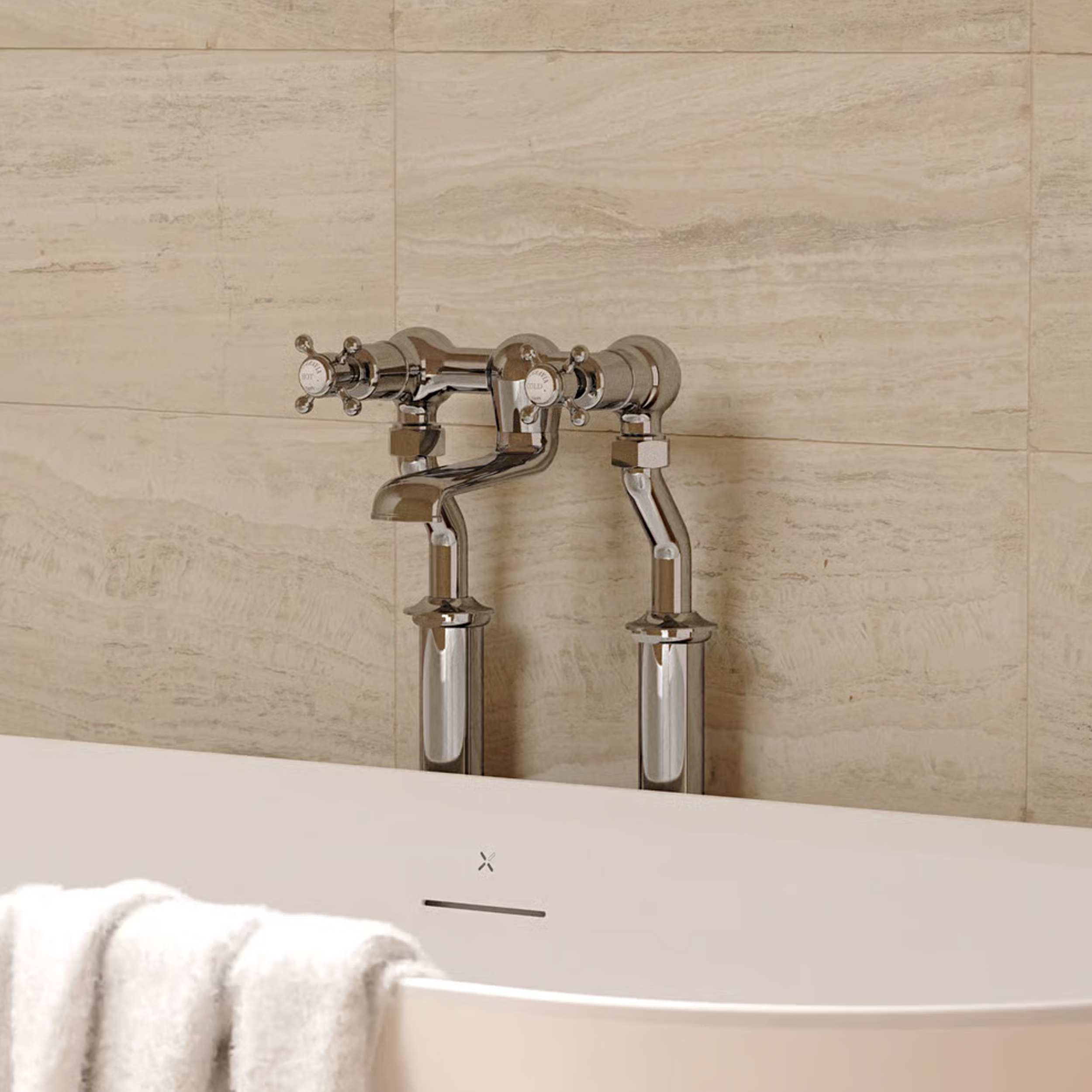 Crosswater Belgravia Crosshead Floor Standing Bath Filler - Chrome