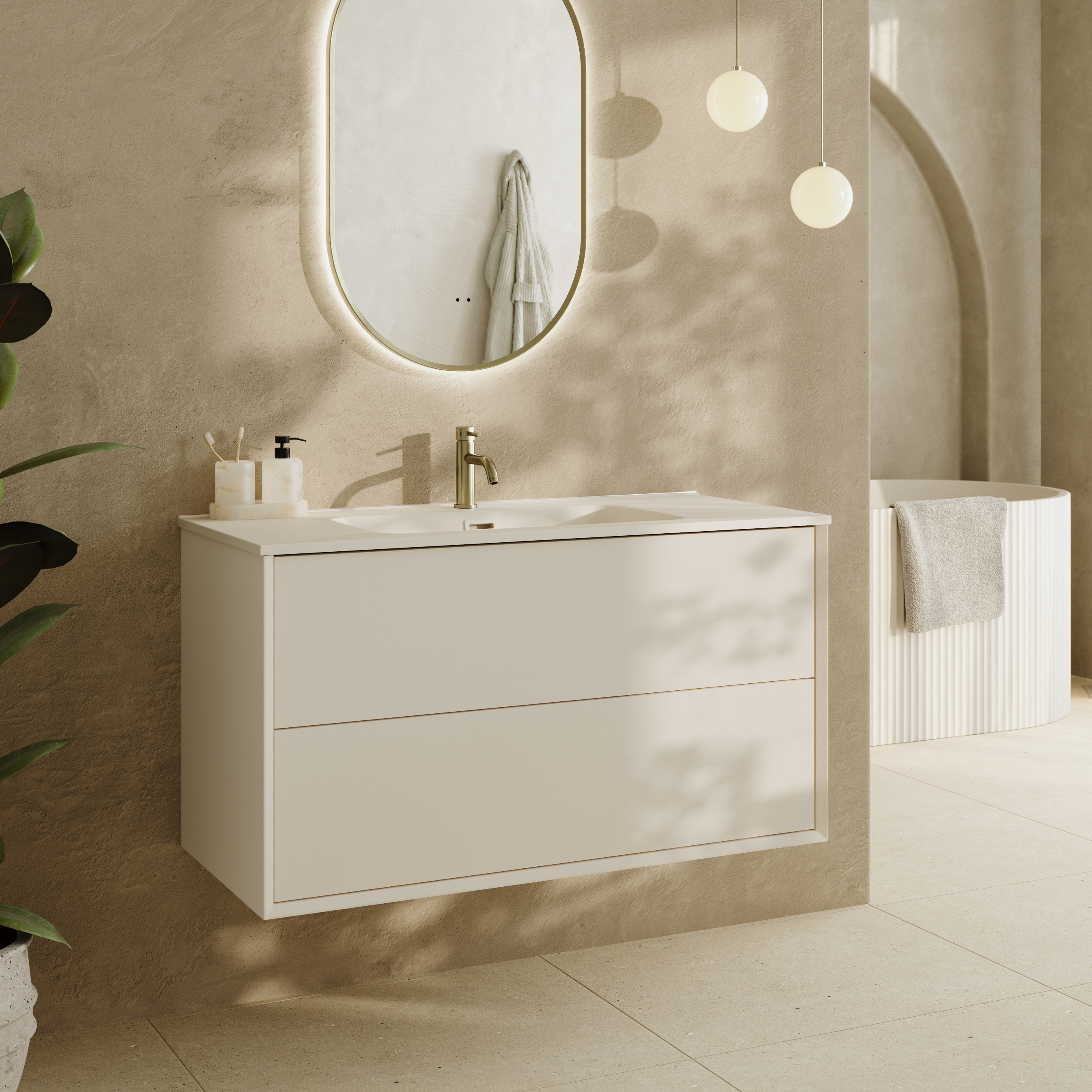 Oslo 1000mm Wall Mounted Vanity Unit & Matt White Basin