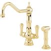 Perrin & Rowe Picardie Twin Lever Mono Sink Mixer with Rinse - Gold