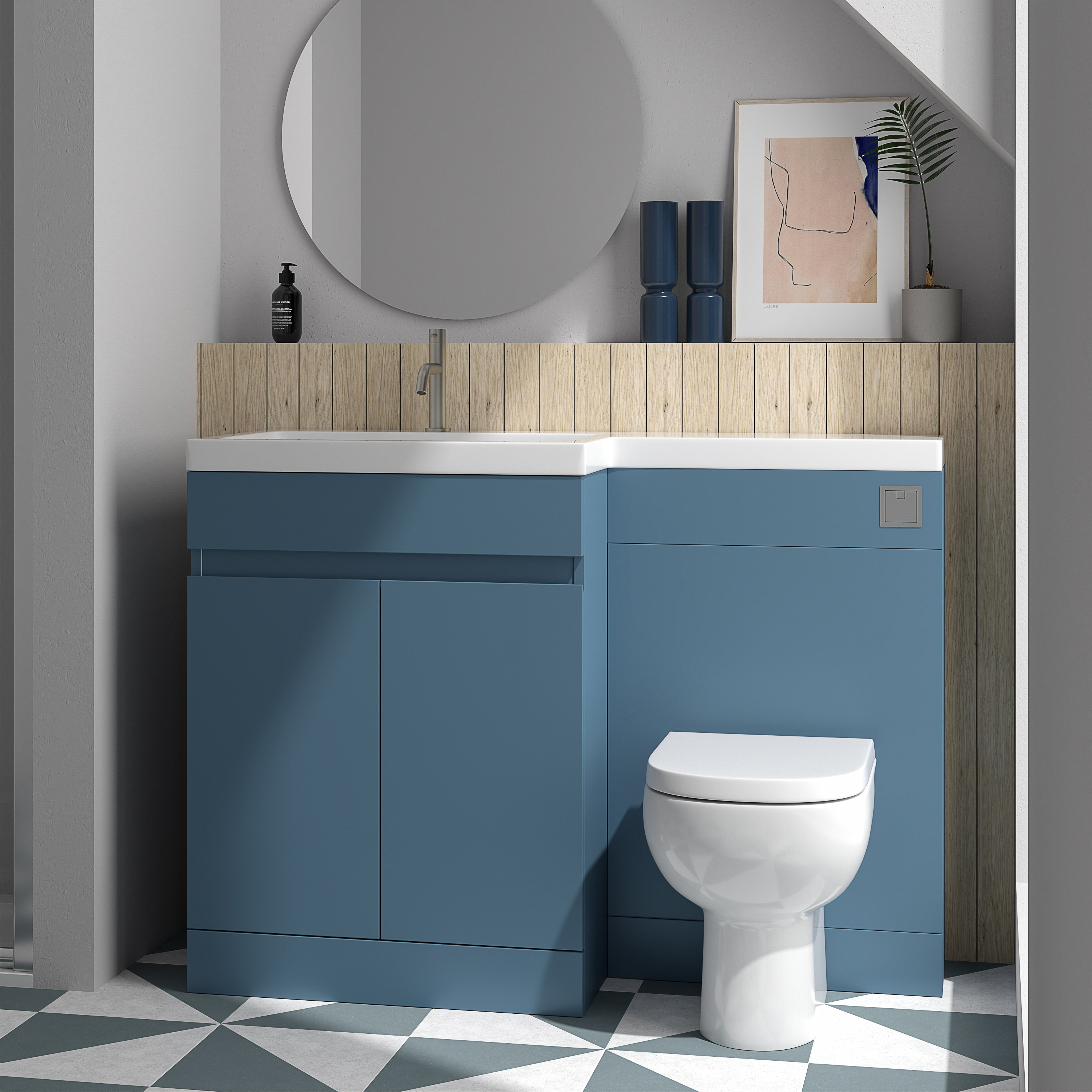 Dylan 1100mm Combination Basin & Toilet Unit - Blue