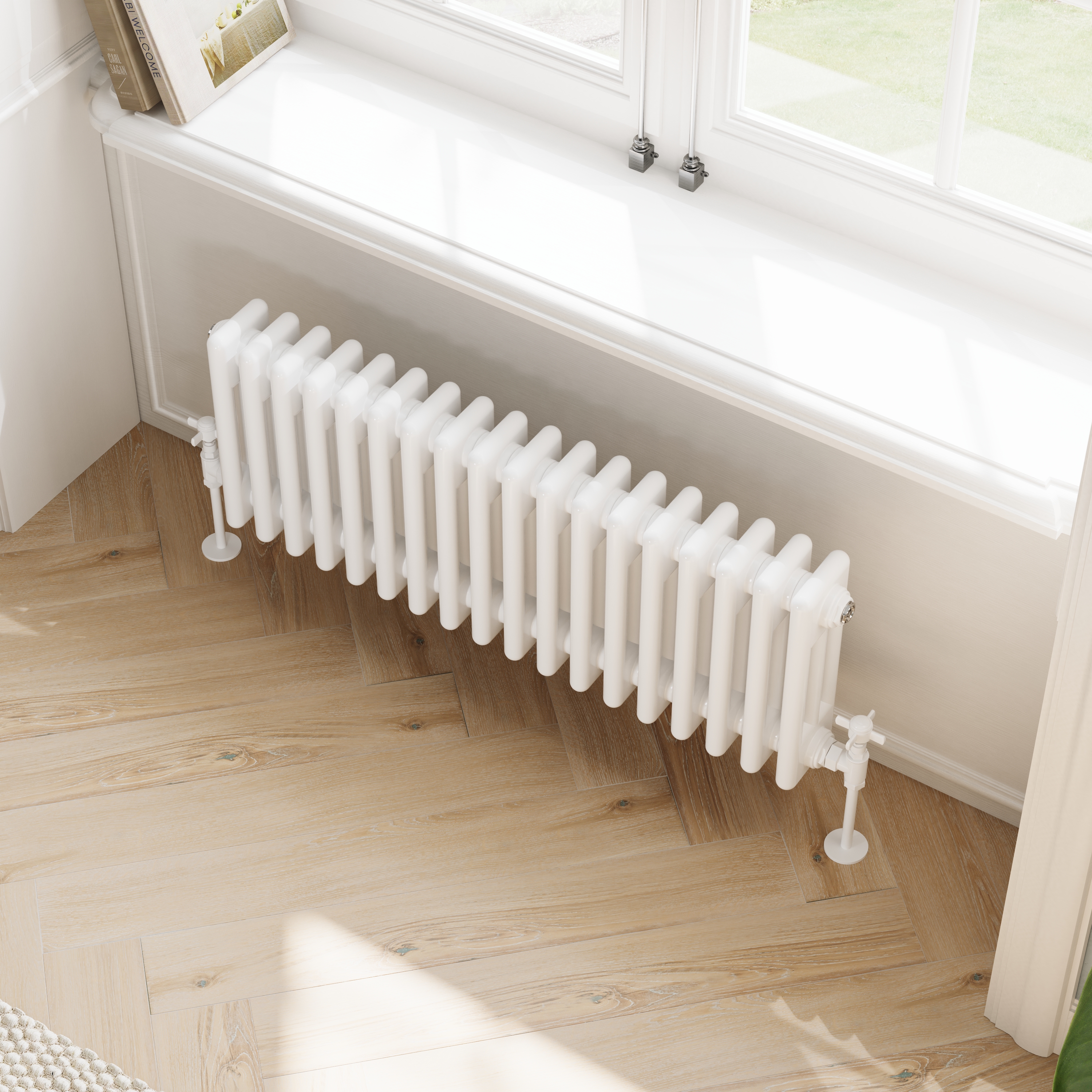 Toasty Ardleigh White Compact Horizontal 3 Column Radiator - 300mm Height