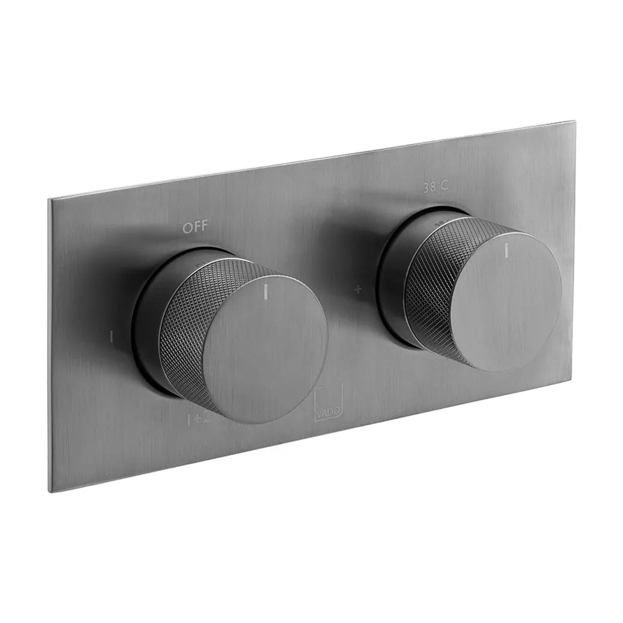 Vado Individual Tablet Knurled 2 Outlet 2 Handle Thermostatic Concealed Shower Valve