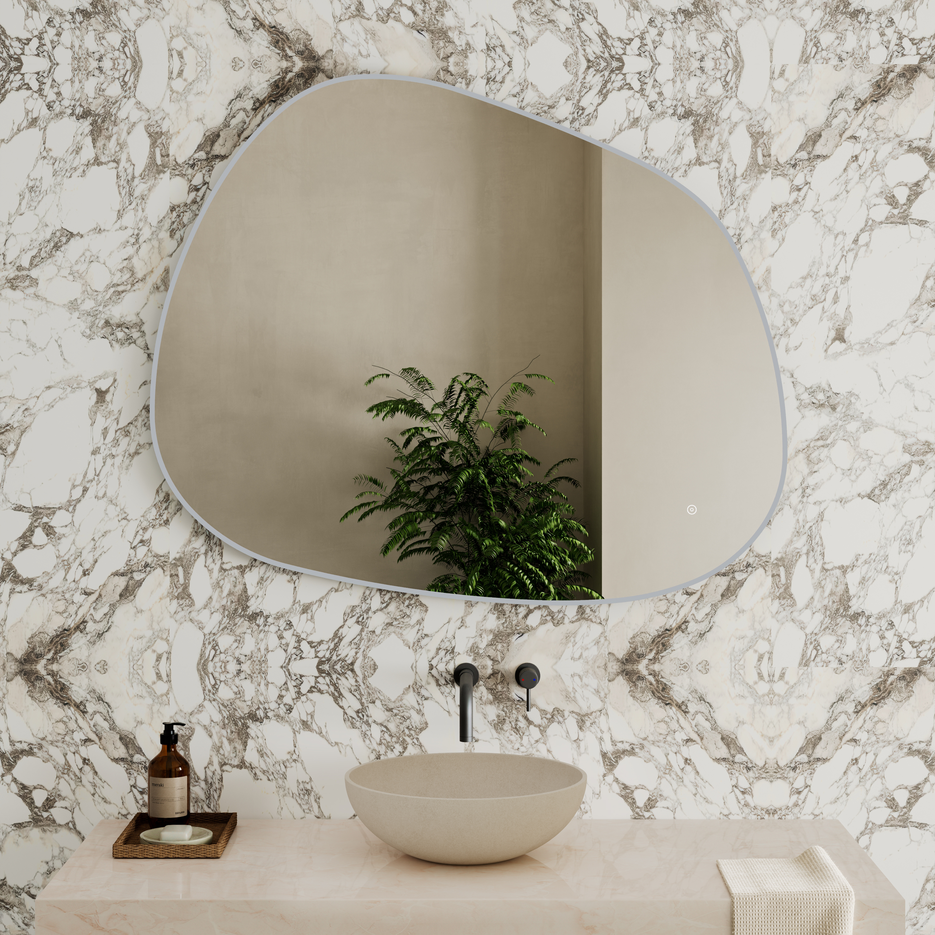 Organics Pond LED Illuminated Mirror with Demister Pad & Colour Change Lights - 1000 x 1200mm