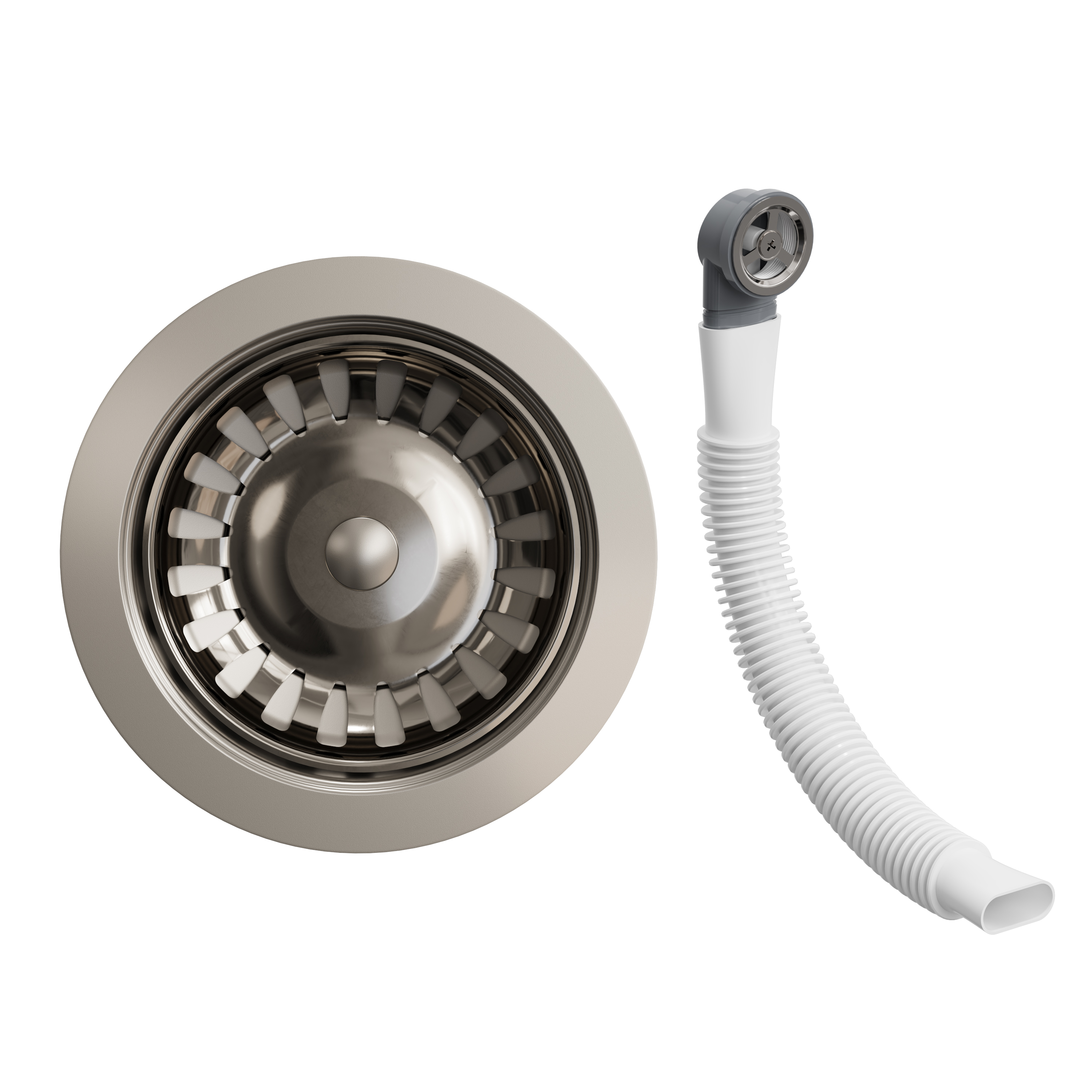Vellamo 90mm Chrome Kitchen Sink Strainer Waste & Round Overflow