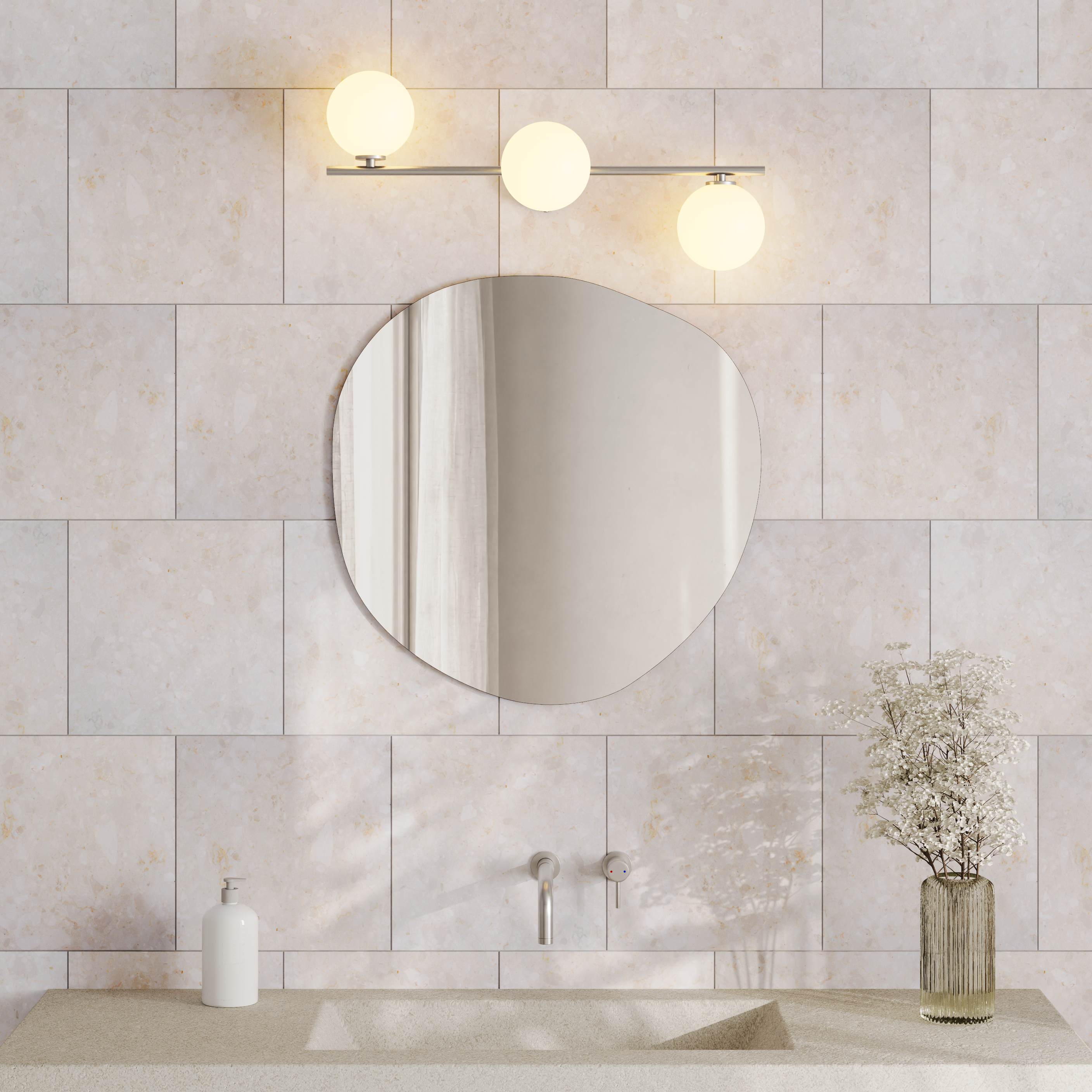 Organics Slim Mirror with 3 Sphere Light