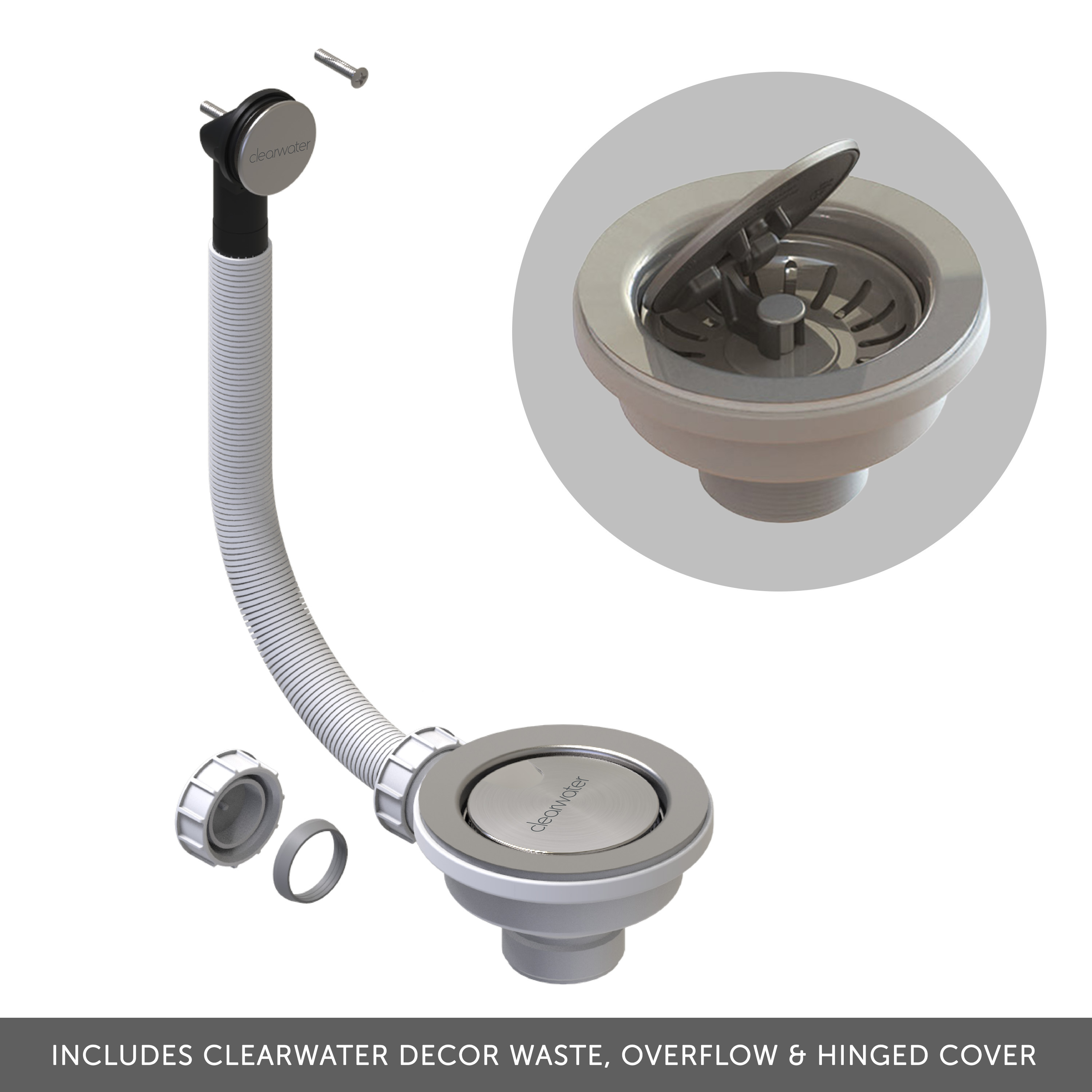 Clearwater Lumen 1 Bowl Granite Composite Inset/Undermount Kitchen Sink - 390 x 450mm