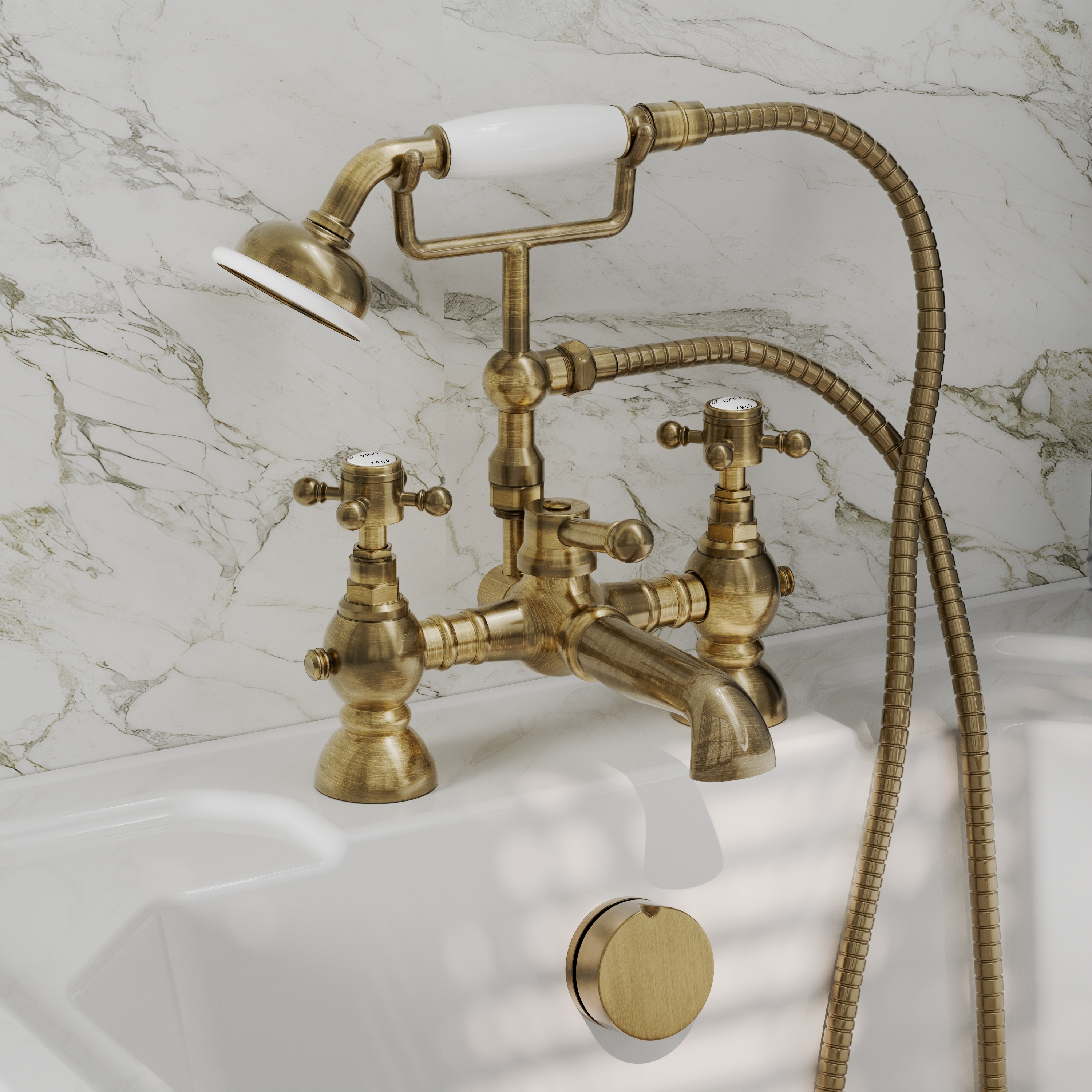 Butler & Rose Eliza Crosshead Deck Mounted Bath Shower Mixer Tap