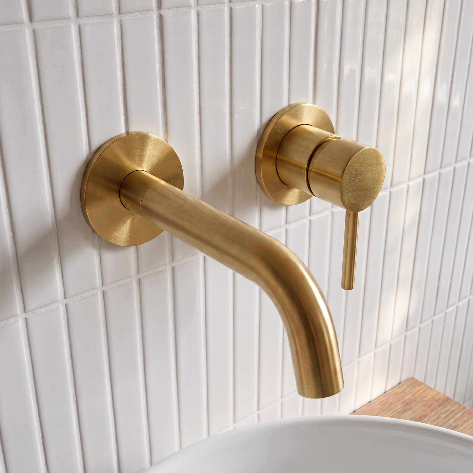Harbour Clarity Brushed Brass Wall Mounted Basin Mixer Tap