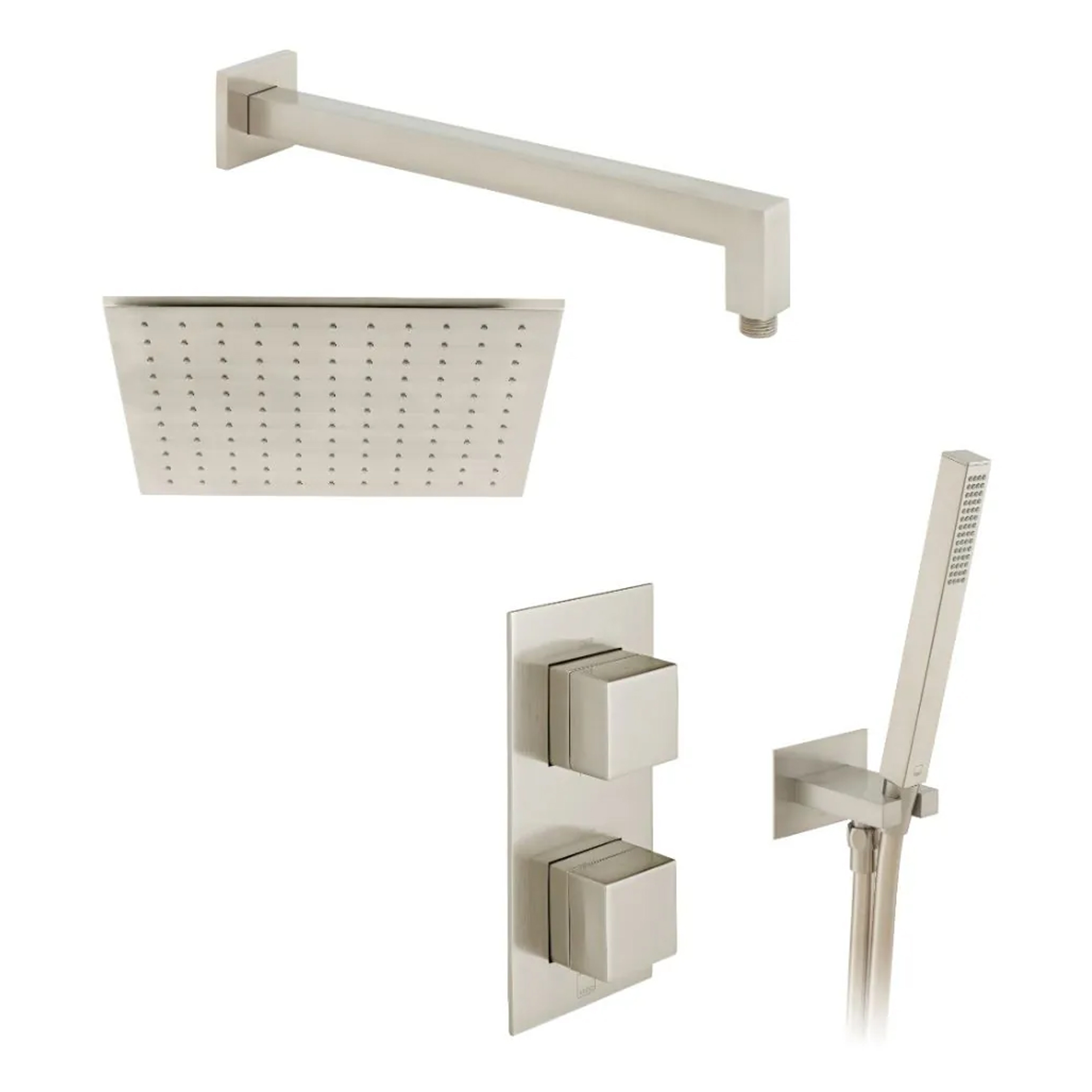 Vado Individual Tablet Notion 2 Outlet Square Concealed Thermostatic Valve, Fixed Head & Shower Handset Kit