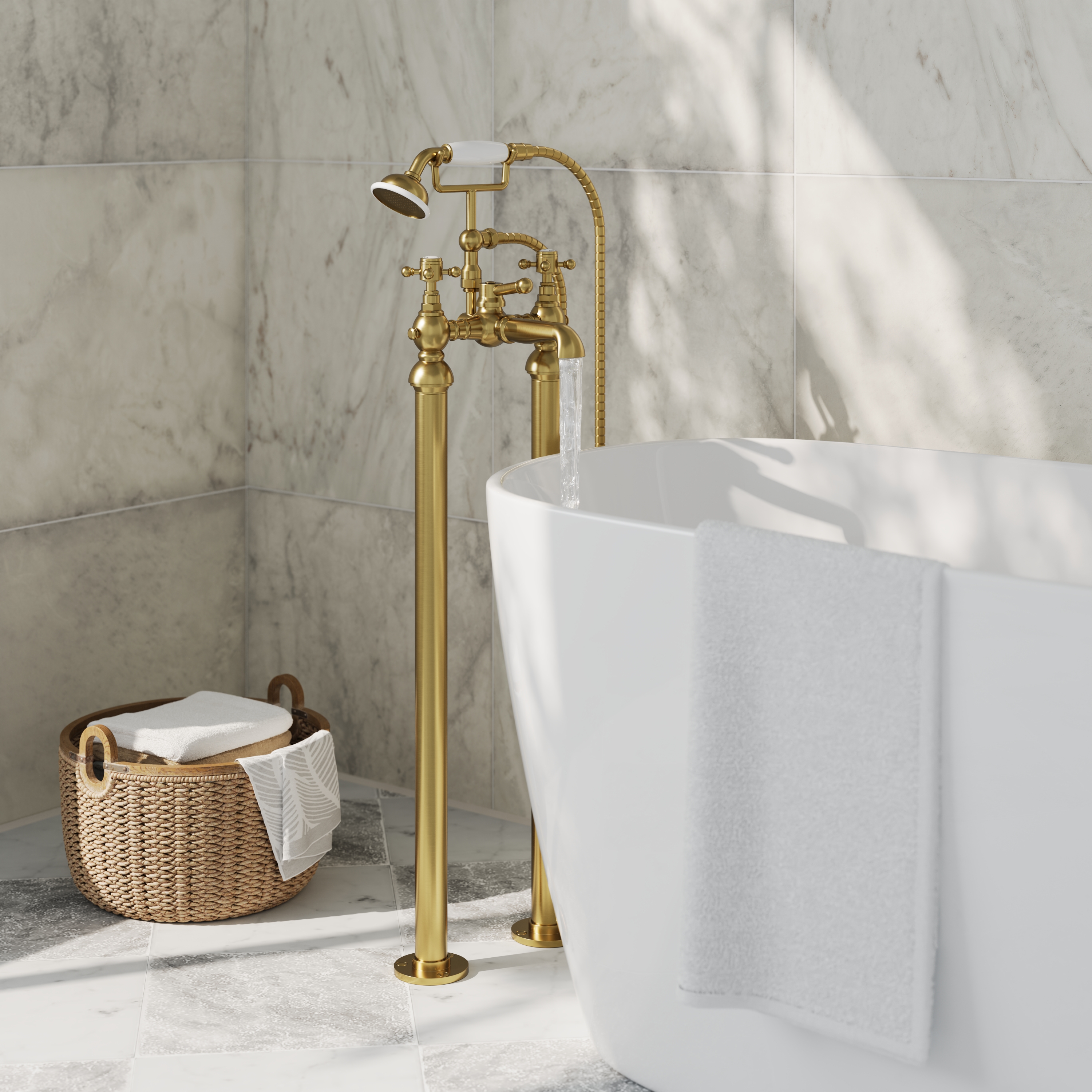 Butler & Rose Eliza Crosshead Freestanding Bath Shower Mixer Tap