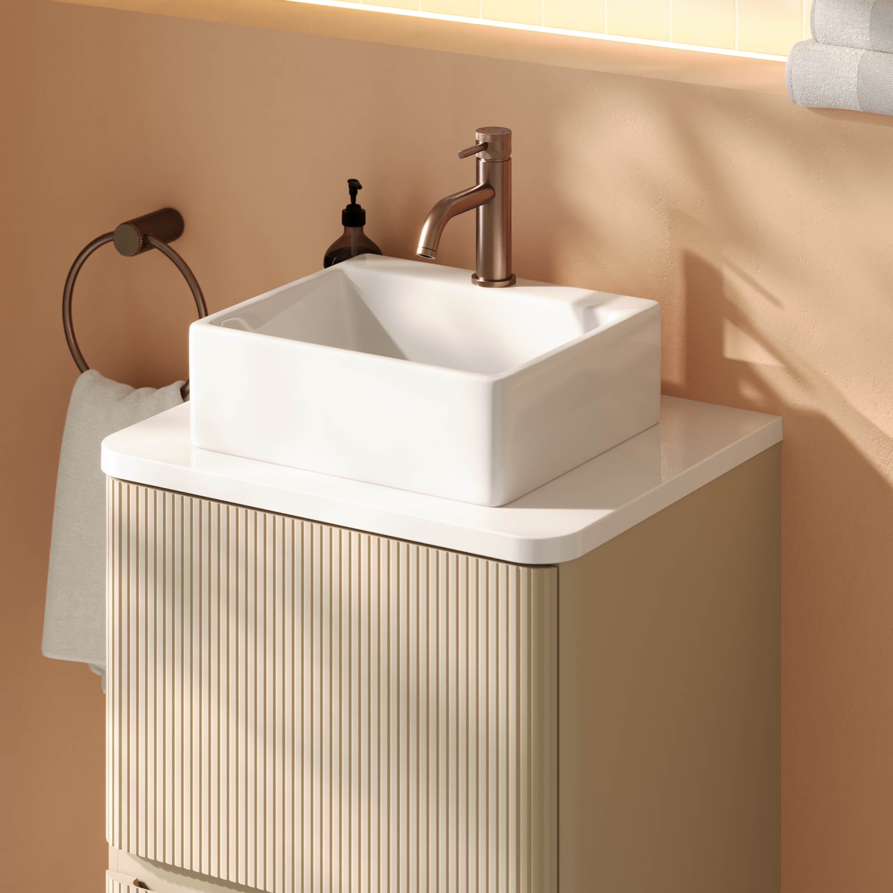 Drench Origin 500mm Fluted Floorstanding Vanity Unit & Countertop