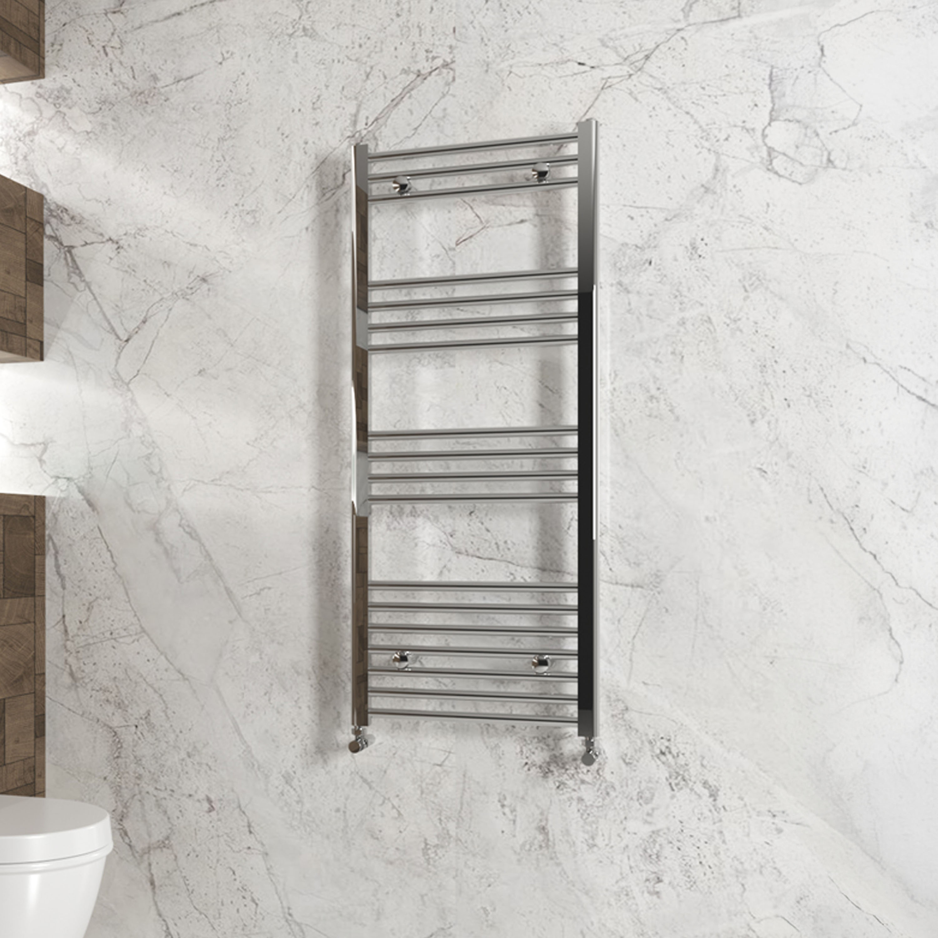 Carisa Nile Flat Vertical Steel Ladder Heated Towel Rail