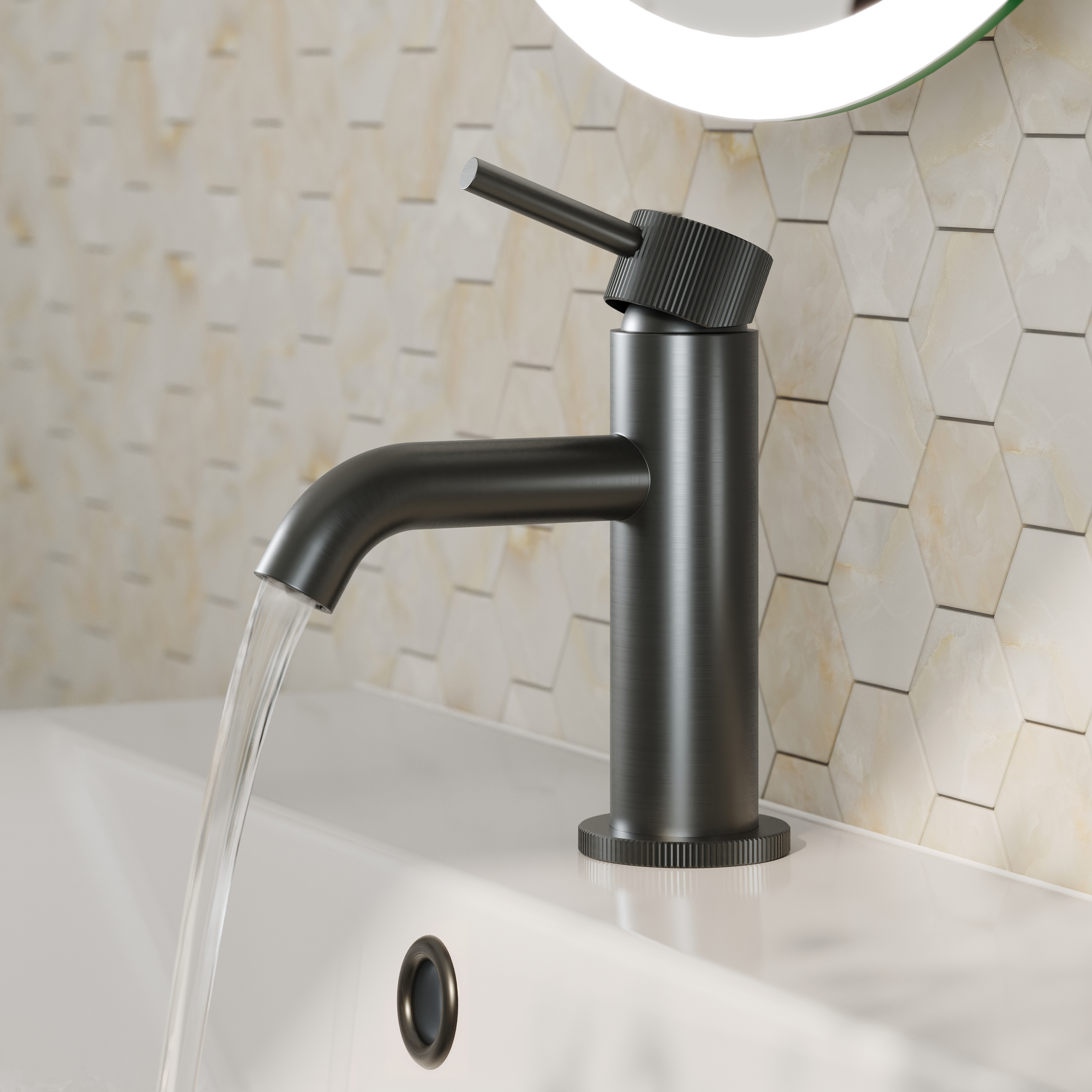 Harbour Fluted Mini Mono Basin Mixer Tap & Waste