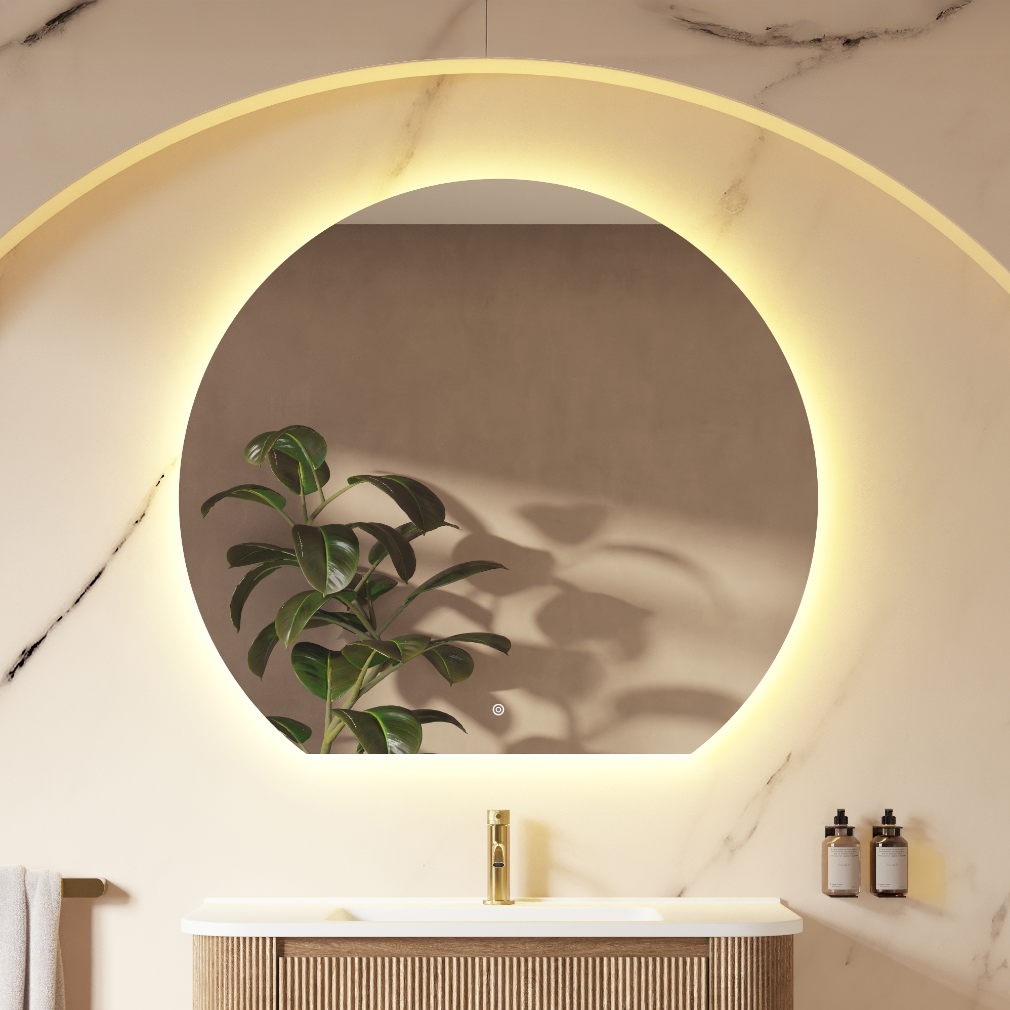 Harbour Segment LED Illuminated Mirror with Demister Pad & Colour Change Lights