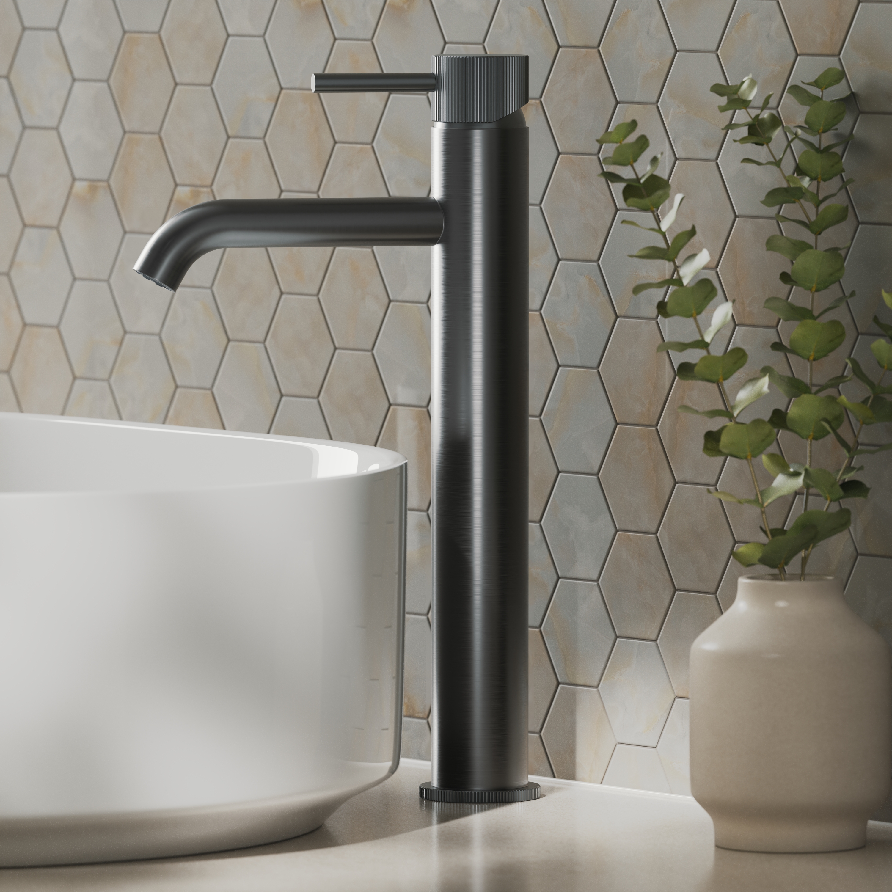 Harbour Fluted Tall Mono Basin Mixer Tap