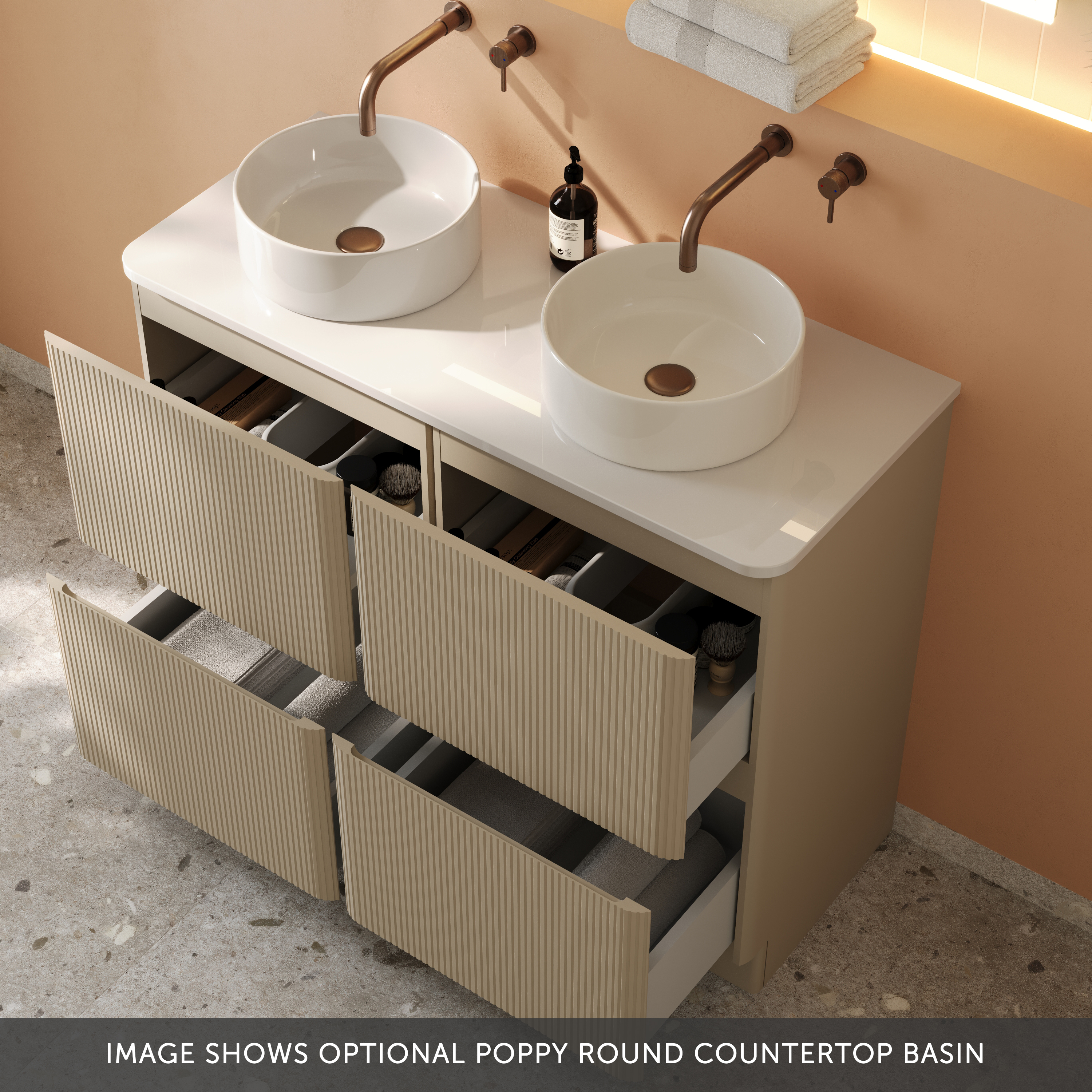 Drench Origin 1000mm Fluted Floorstanding Vanity Unit & Countertop