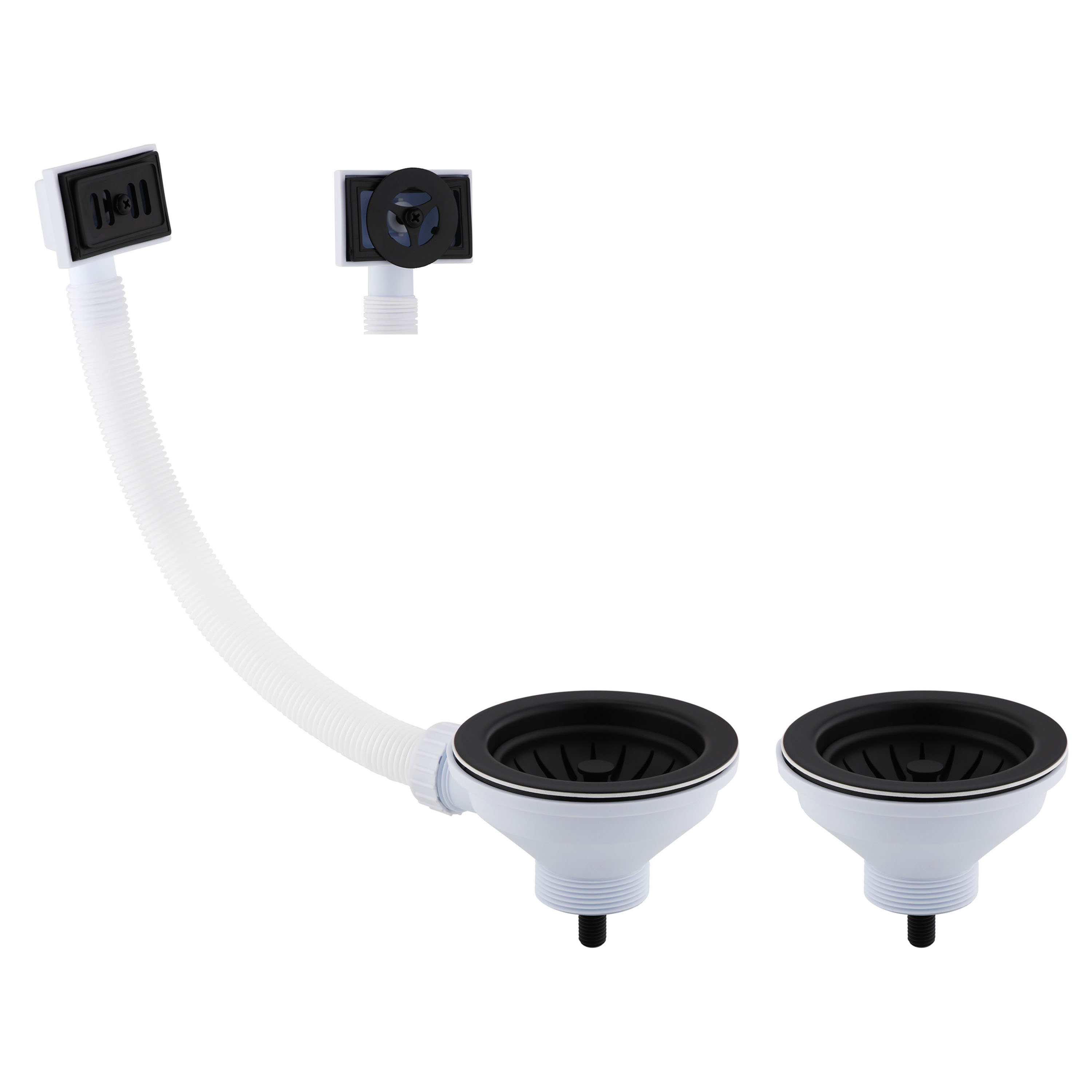 Butler & Rose 90mm Matt Black Basket Strainer Waste and Overflow Bundle for 1.5 & 2 Bowl Kitchen Sinks