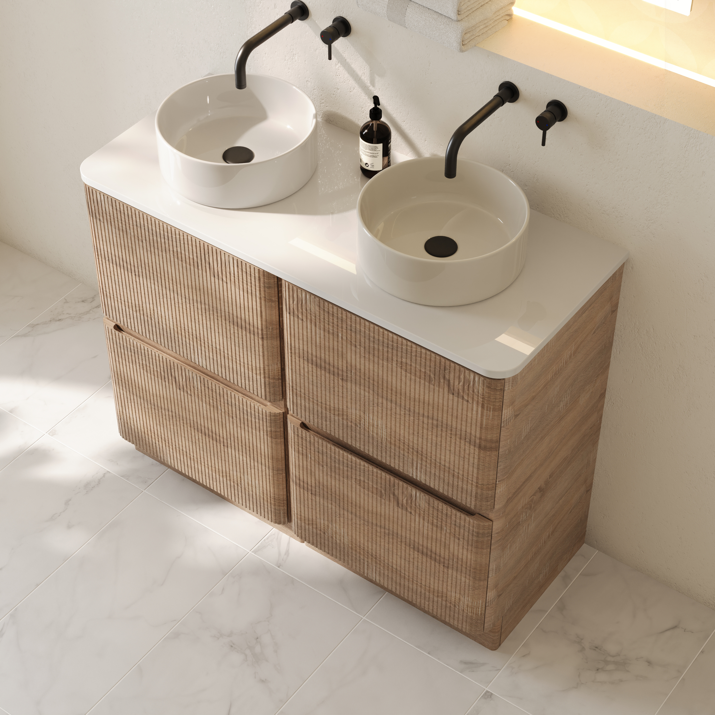 Drench Origin 1000mm Fluted Floorstanding Vanity Unit & Countertop