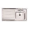 Clearwater Contract Inset 1 Bowl 0.9mm Stainless Steel Sink with 2 Tap Holes - 940 x 485mm