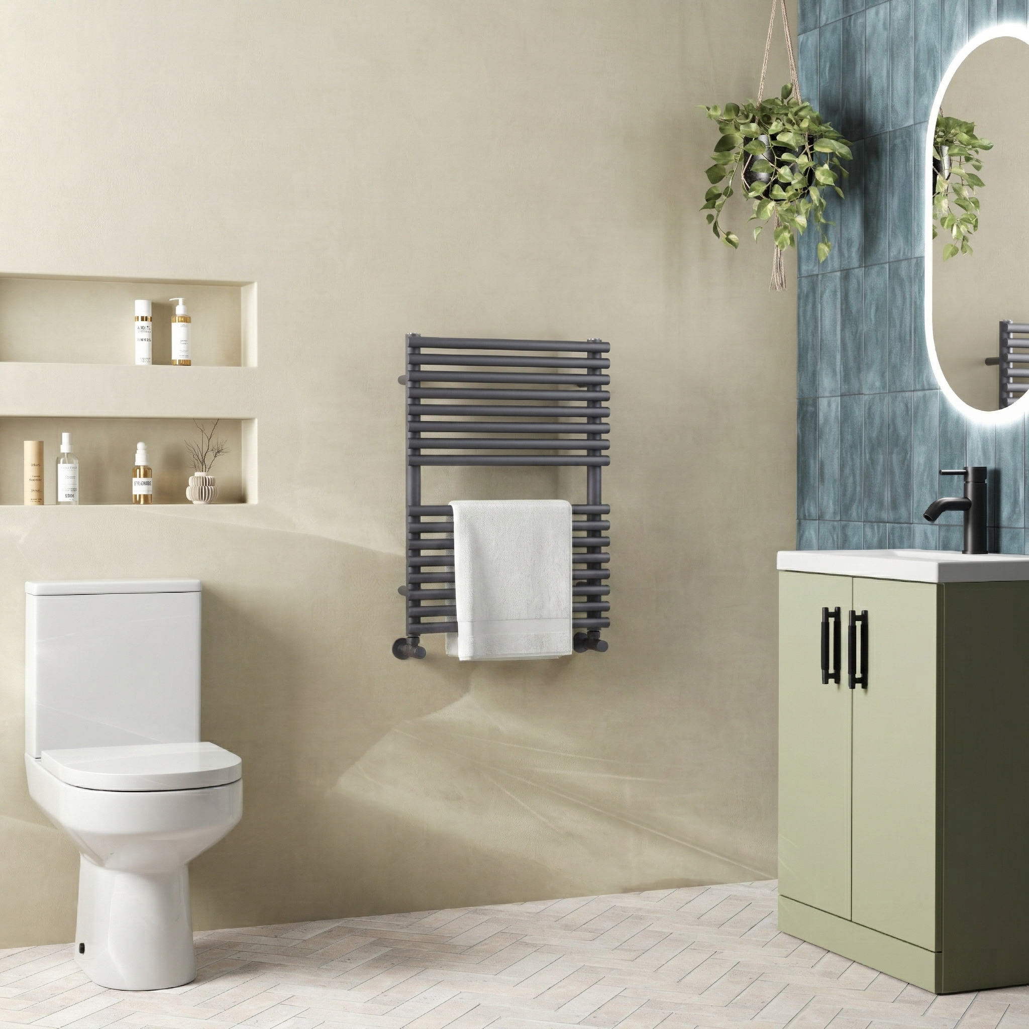 Toasty Halo Anthracite Bar on Bar Heated Towel Rail