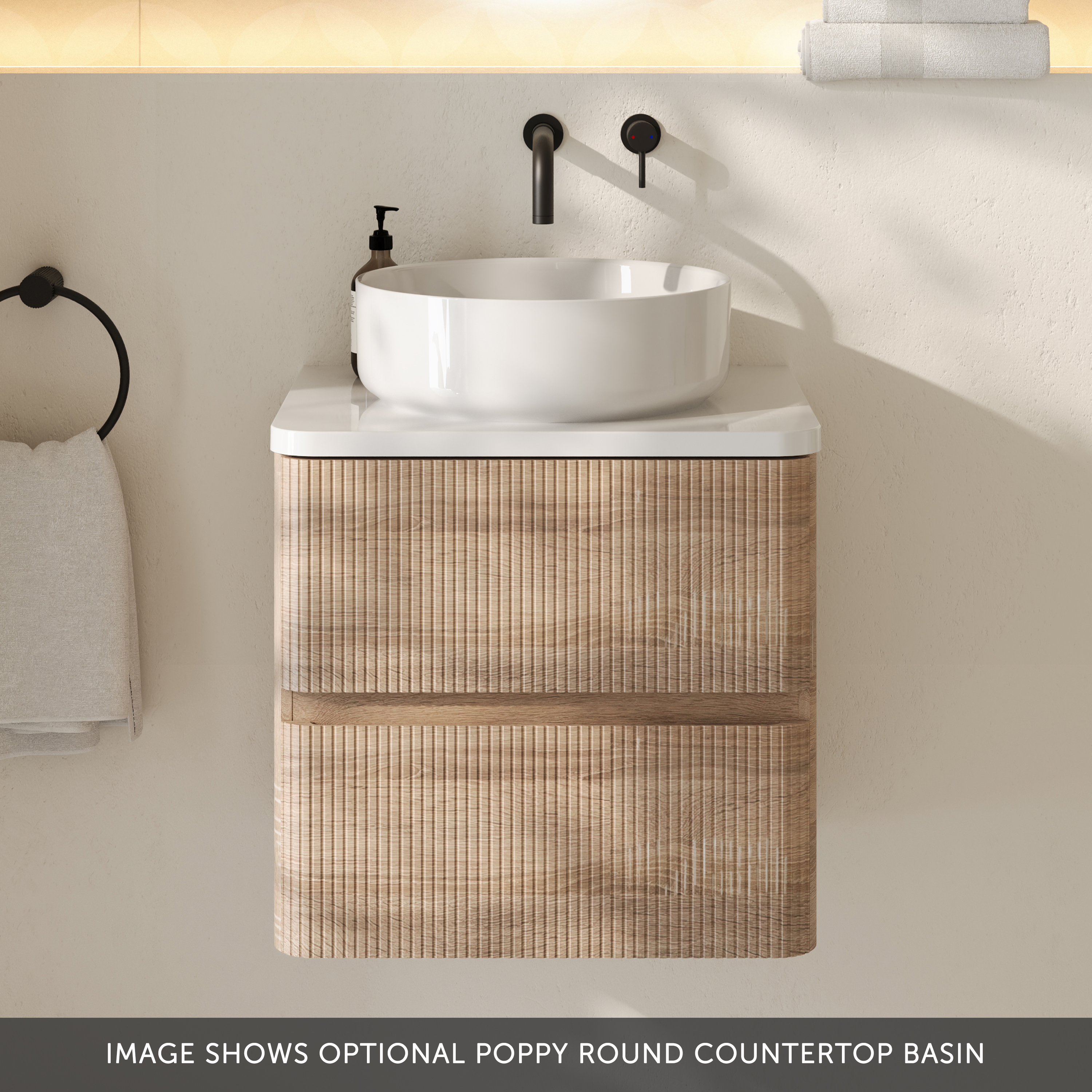 Drench Origin 500mm Fluted Wall Mounted Vanity Unit & Countertop